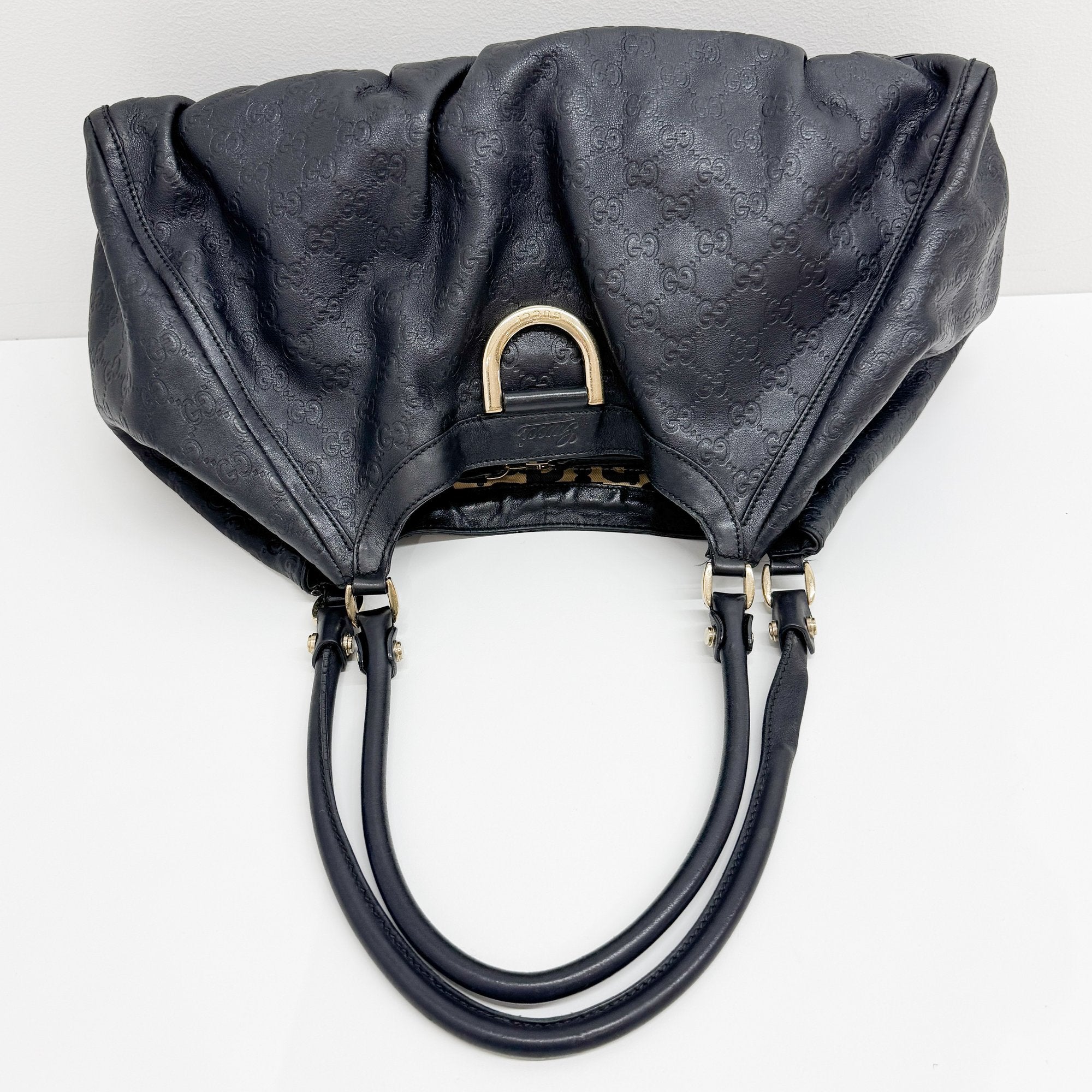 Abbey D-Ring GG Black Leather Shoulder Bag