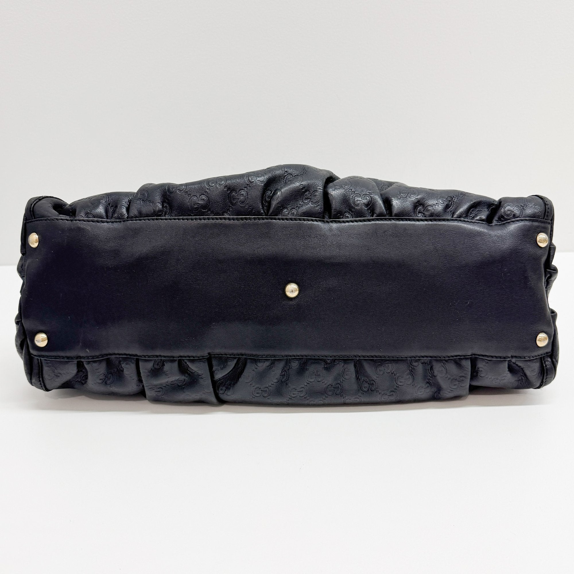 Abbey D-Ring GG Black Leather Shoulder Bag
