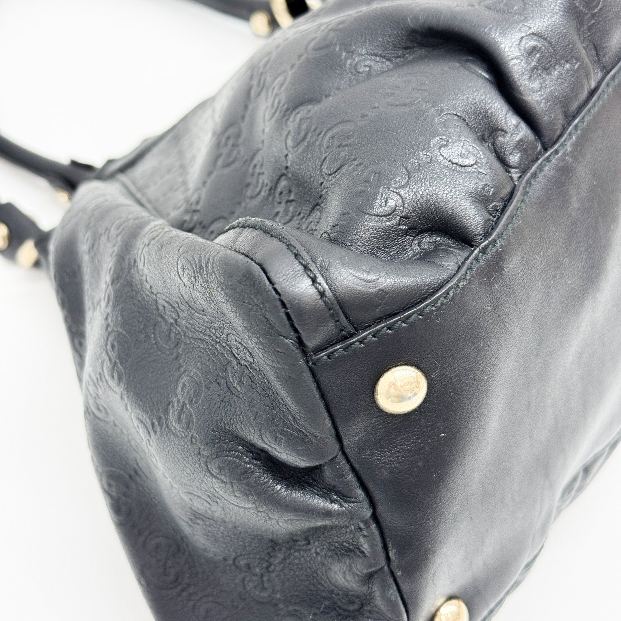 Abbey D-Ring GG Black Leather Shoulder Bag