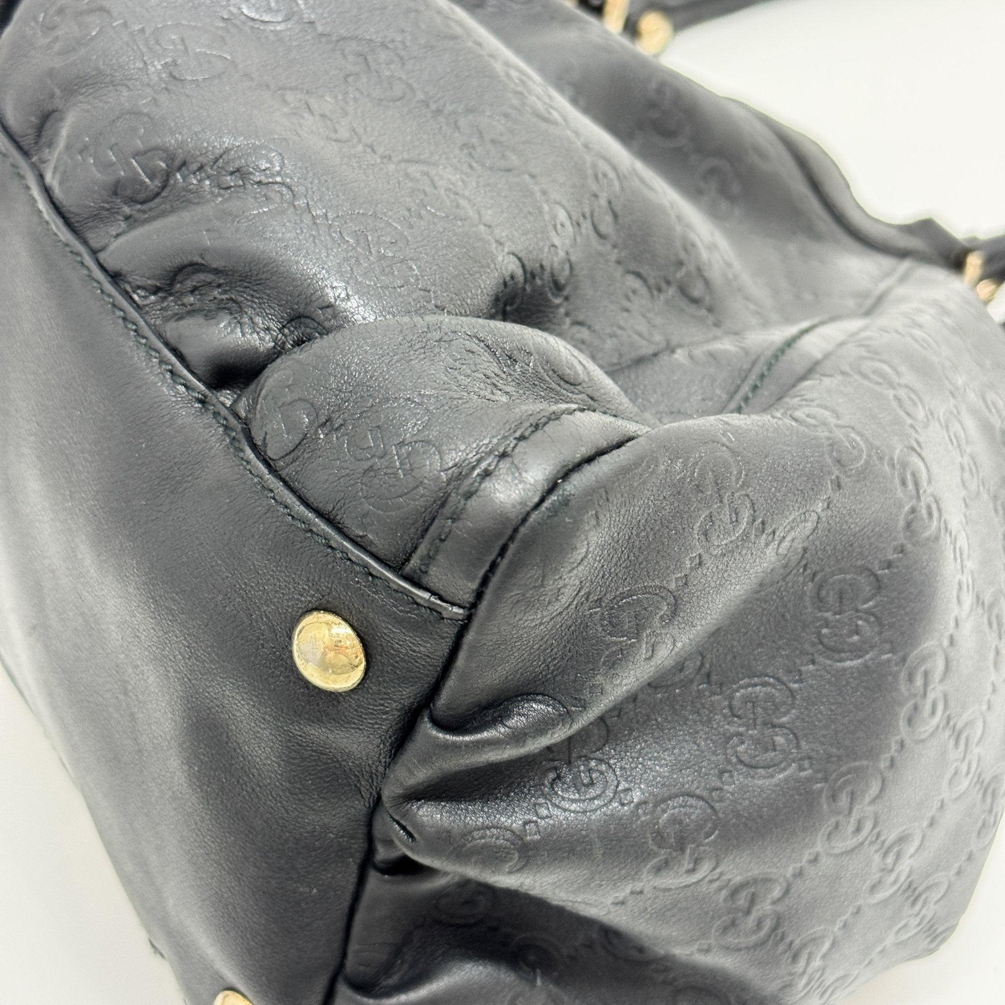 Abbey D-Ring GG Black Leather Shoulder Bag