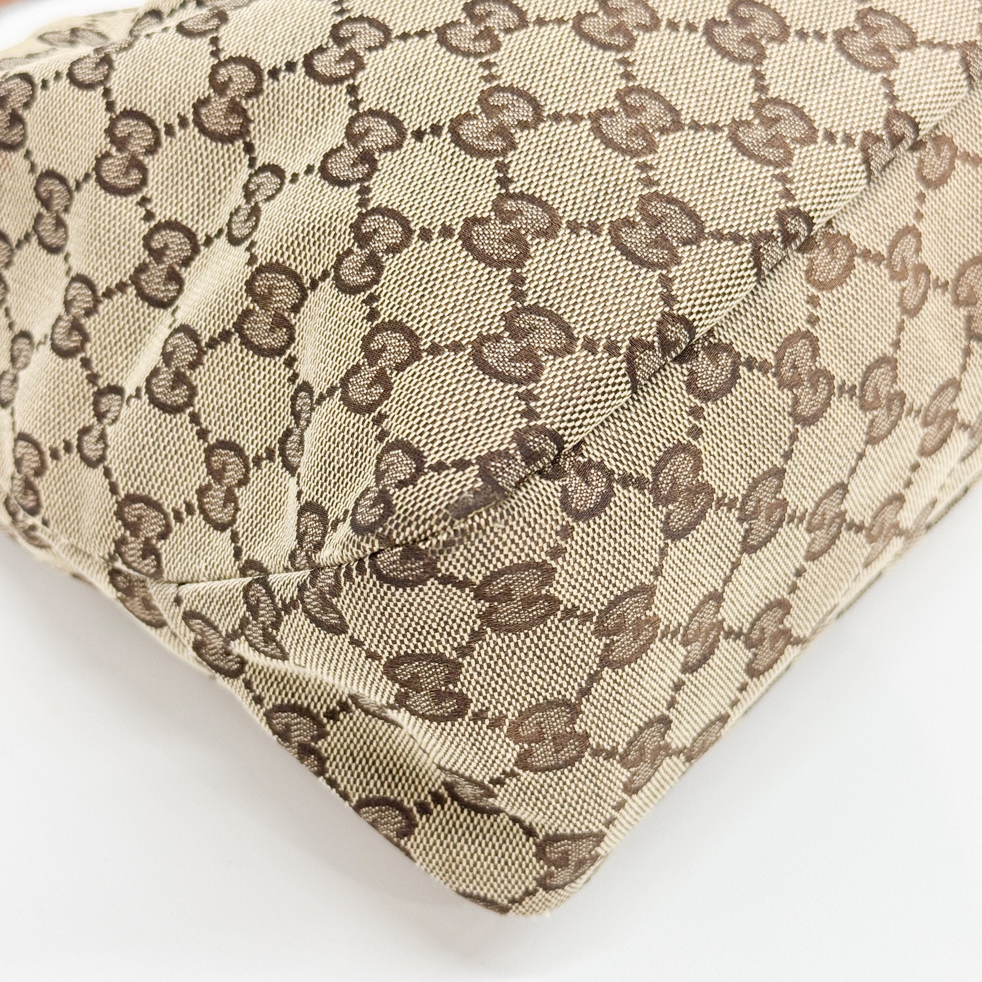 GG Brown Canvas Horsebit Hobo Bag