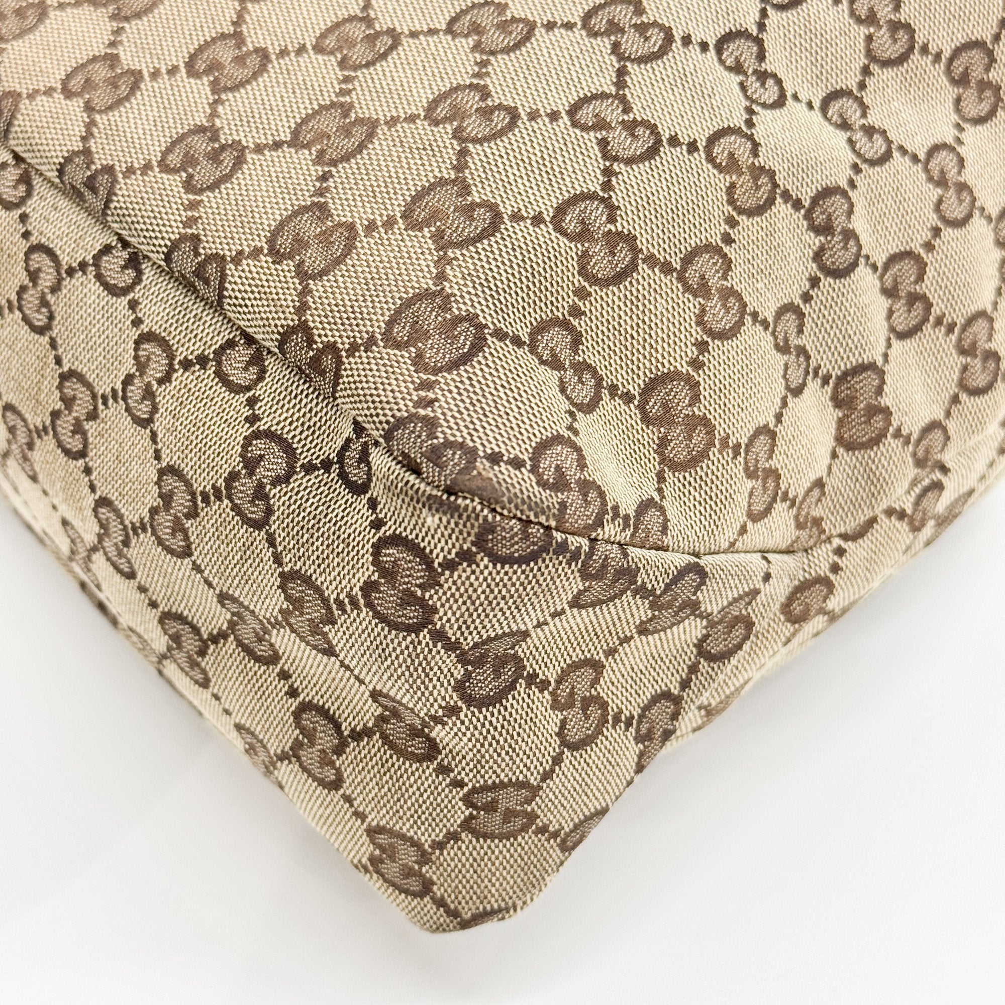 GG Brown Canvas Horsebit Hobo Bag