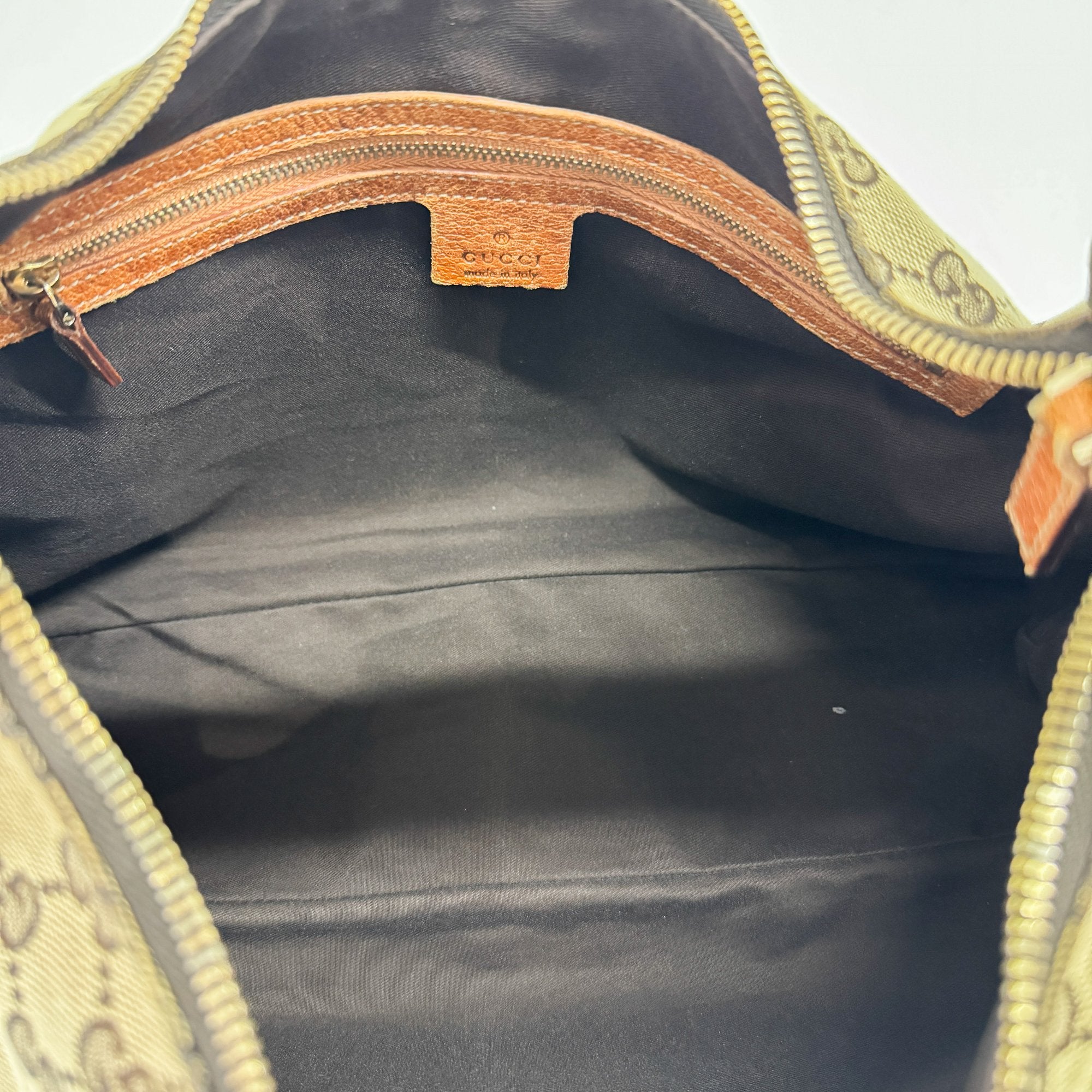 GG Brown Canvas Horsebit Hobo Bag