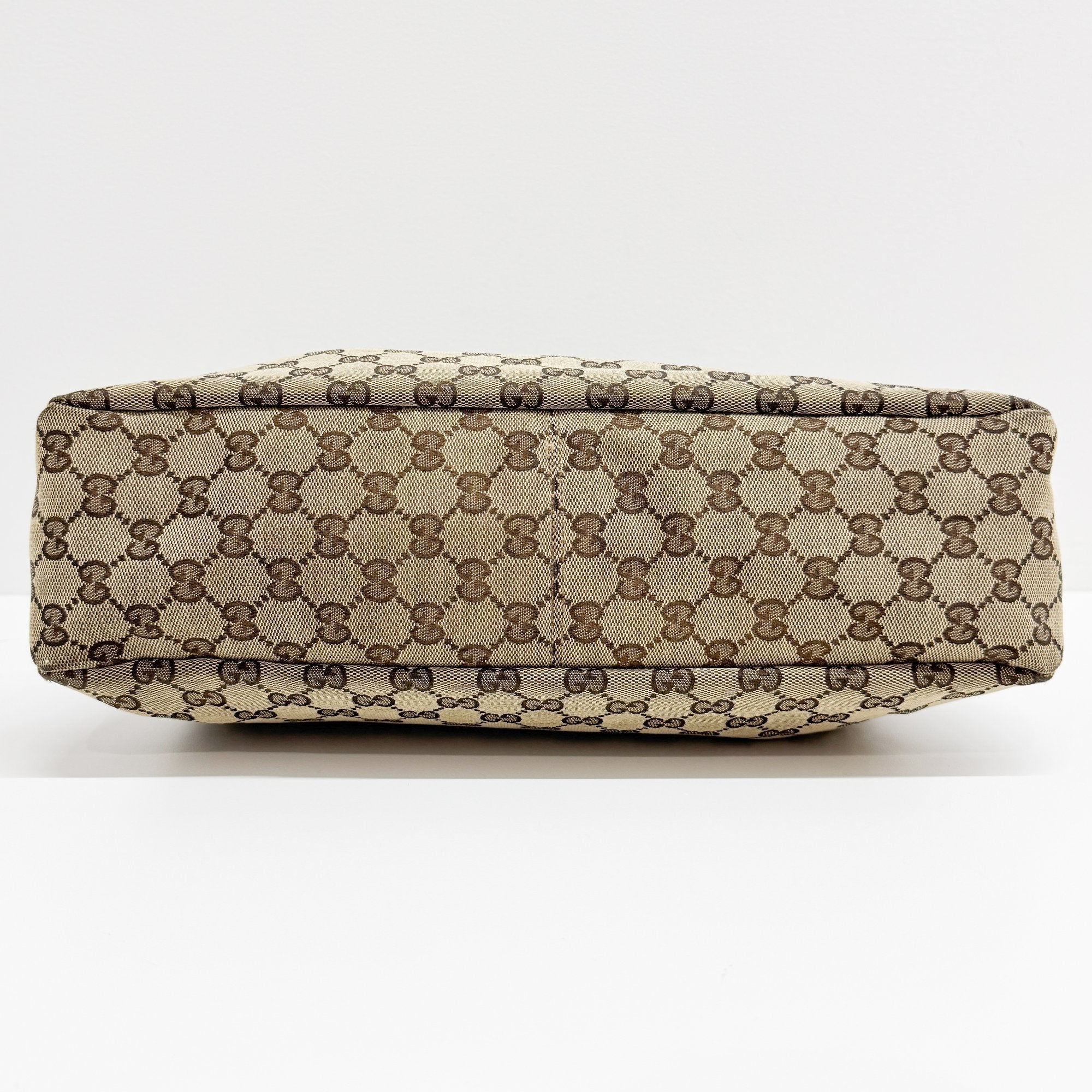 GG Brown Canvas Horsebit Hobo Bag