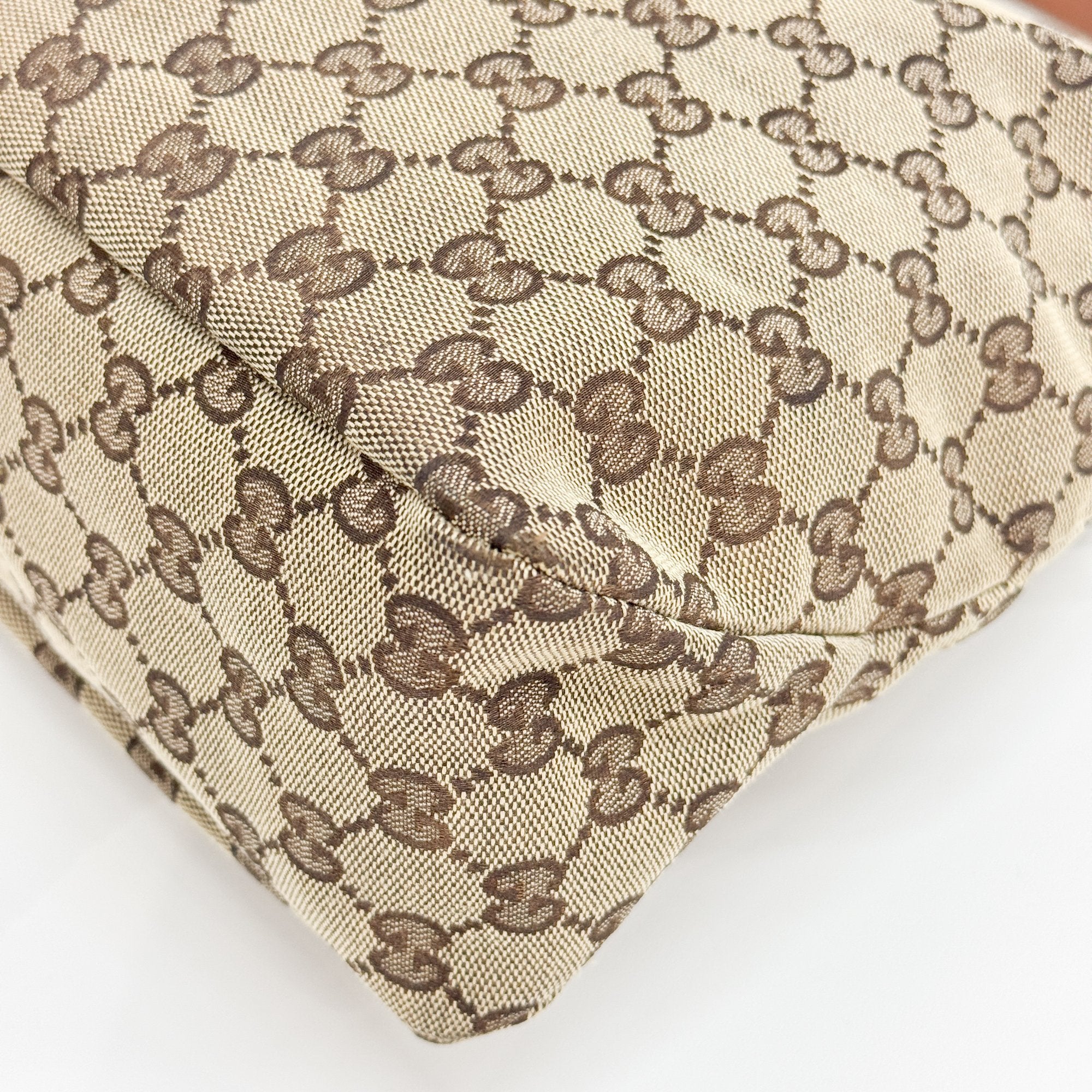 GG Brown Canvas Horsebit Hobo Bag