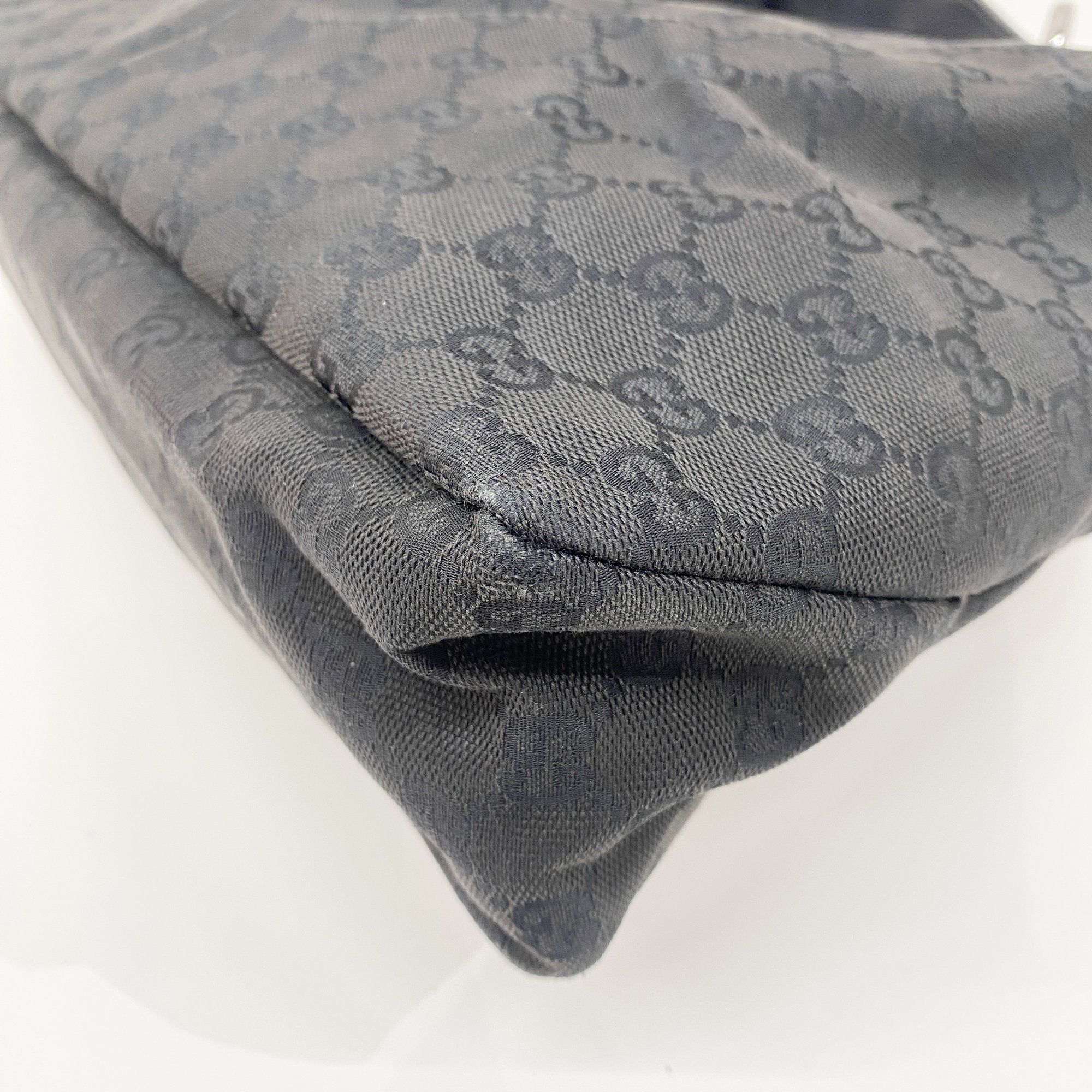 Horsebit Black GG Canvas Cotton Shoulder Bag