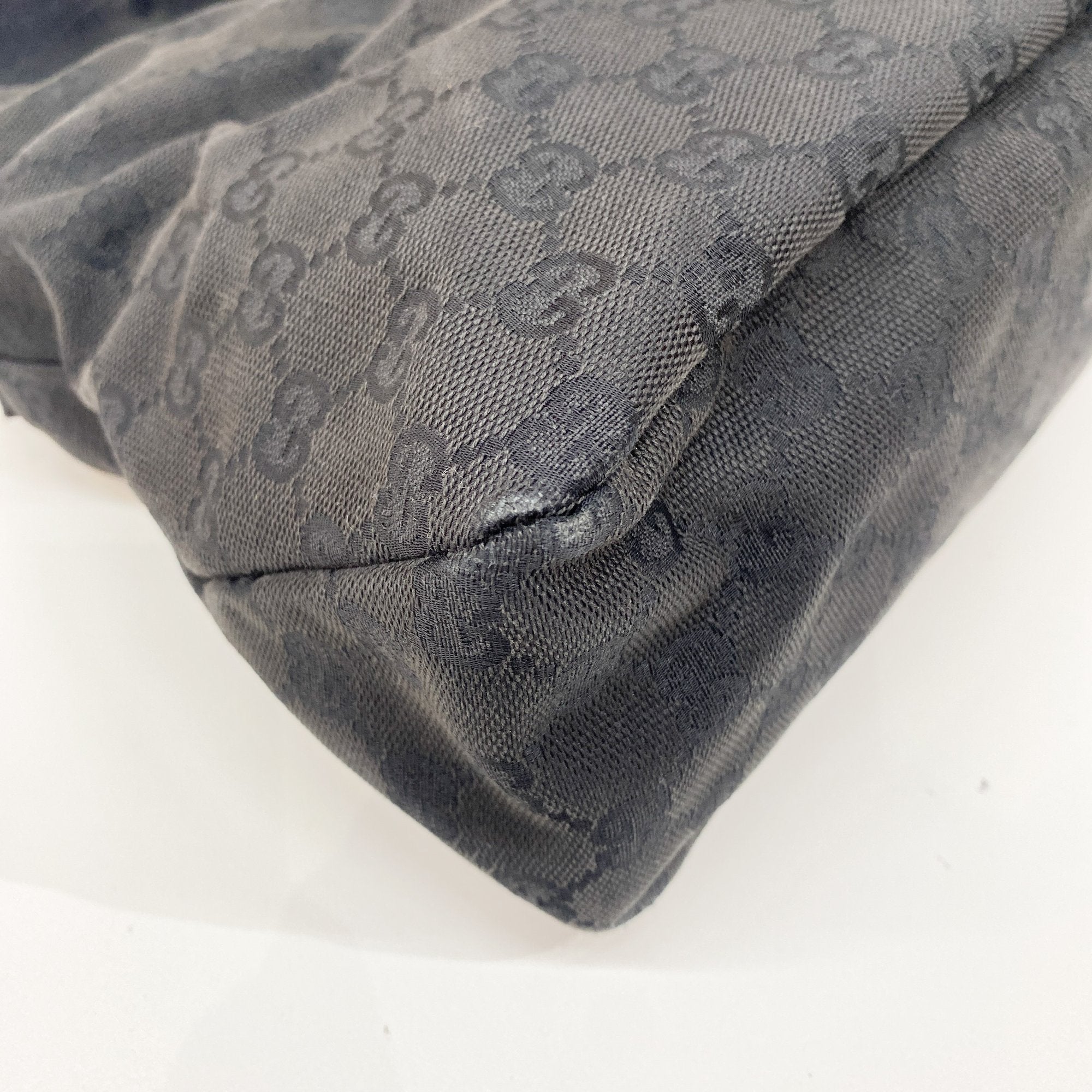 Horsebit Black GG Canvas Cotton Shoulder Bag