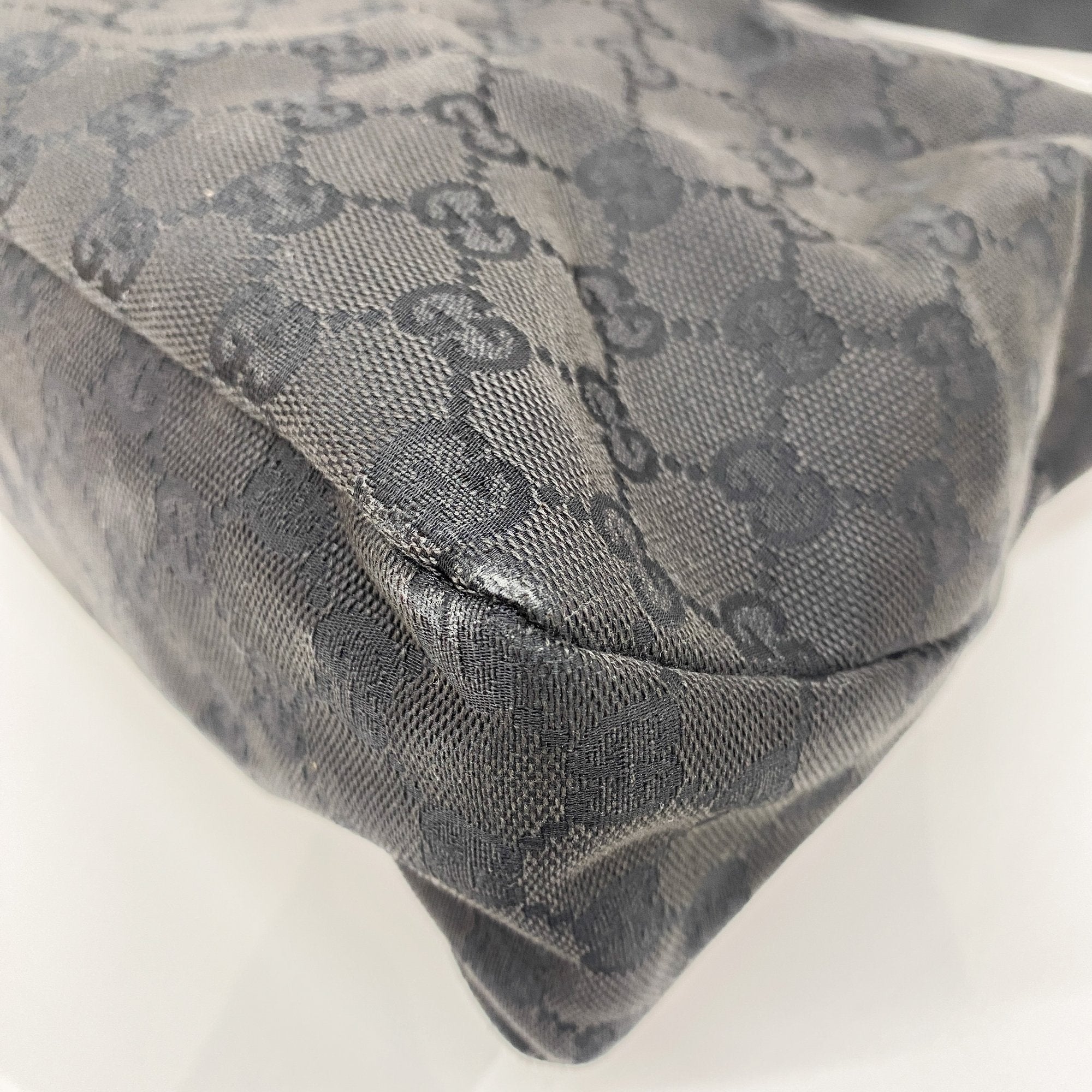 Horsebit Black GG Canvas Cotton Shoulder Bag