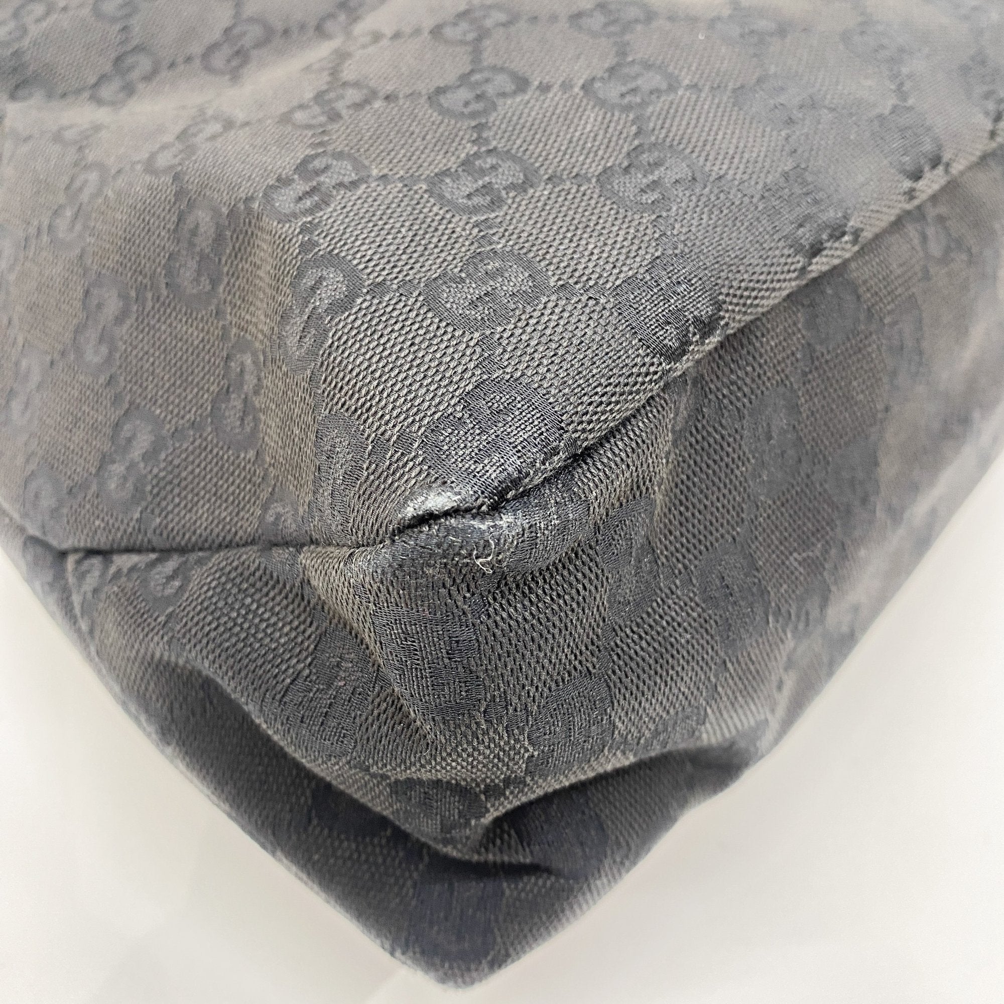 Horsebit Black GG Canvas Cotton Shoulder Bag