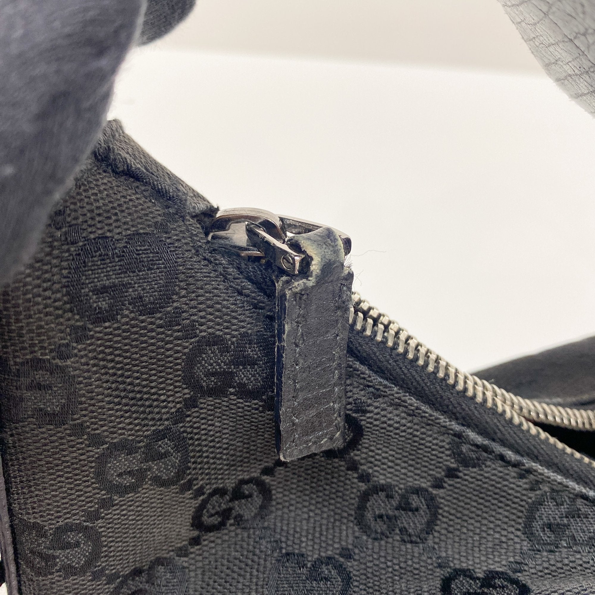 Horsebit Black GG Canvas Cotton Shoulder Bag