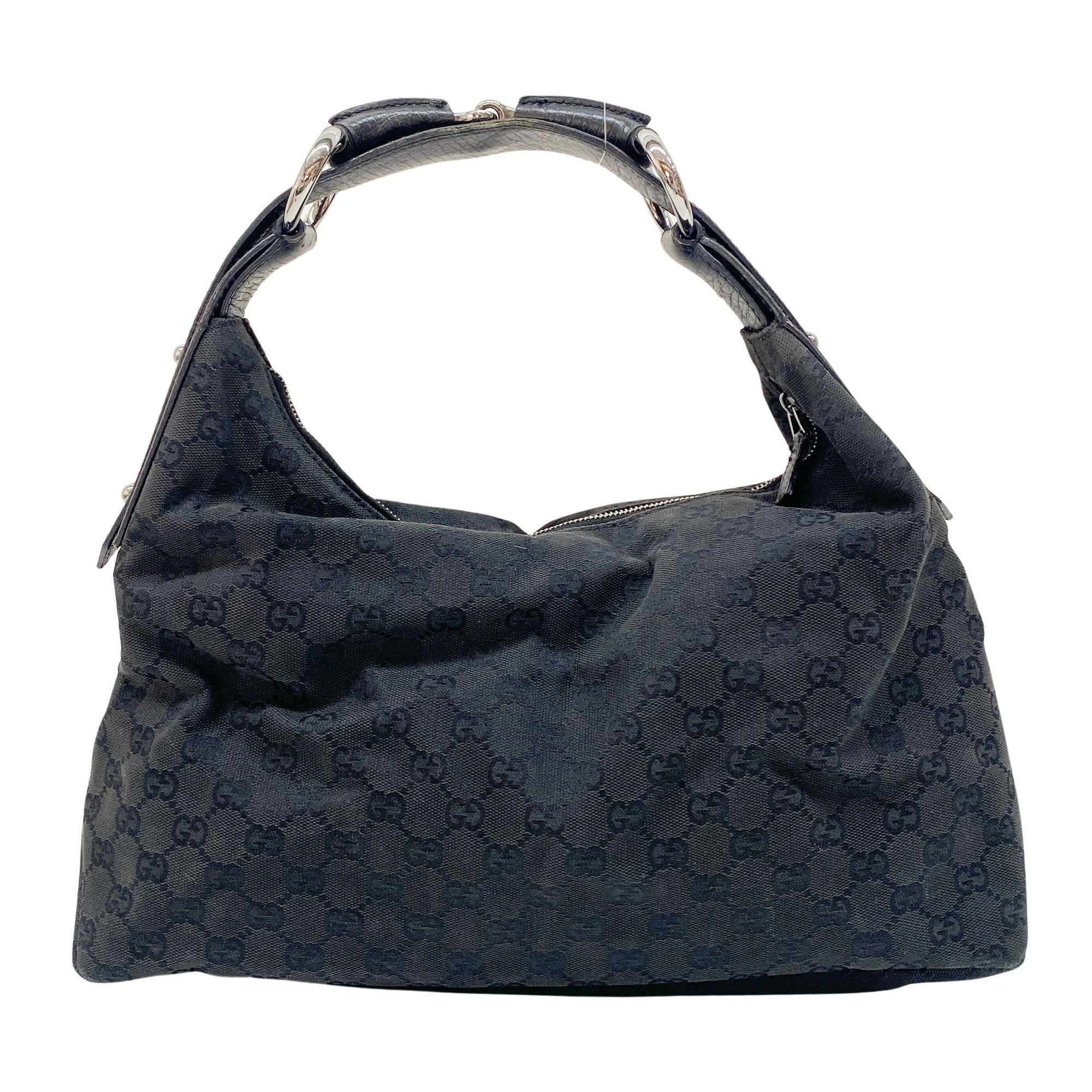 Horsebit Black GG Canvas Cotton Shoulder Bag