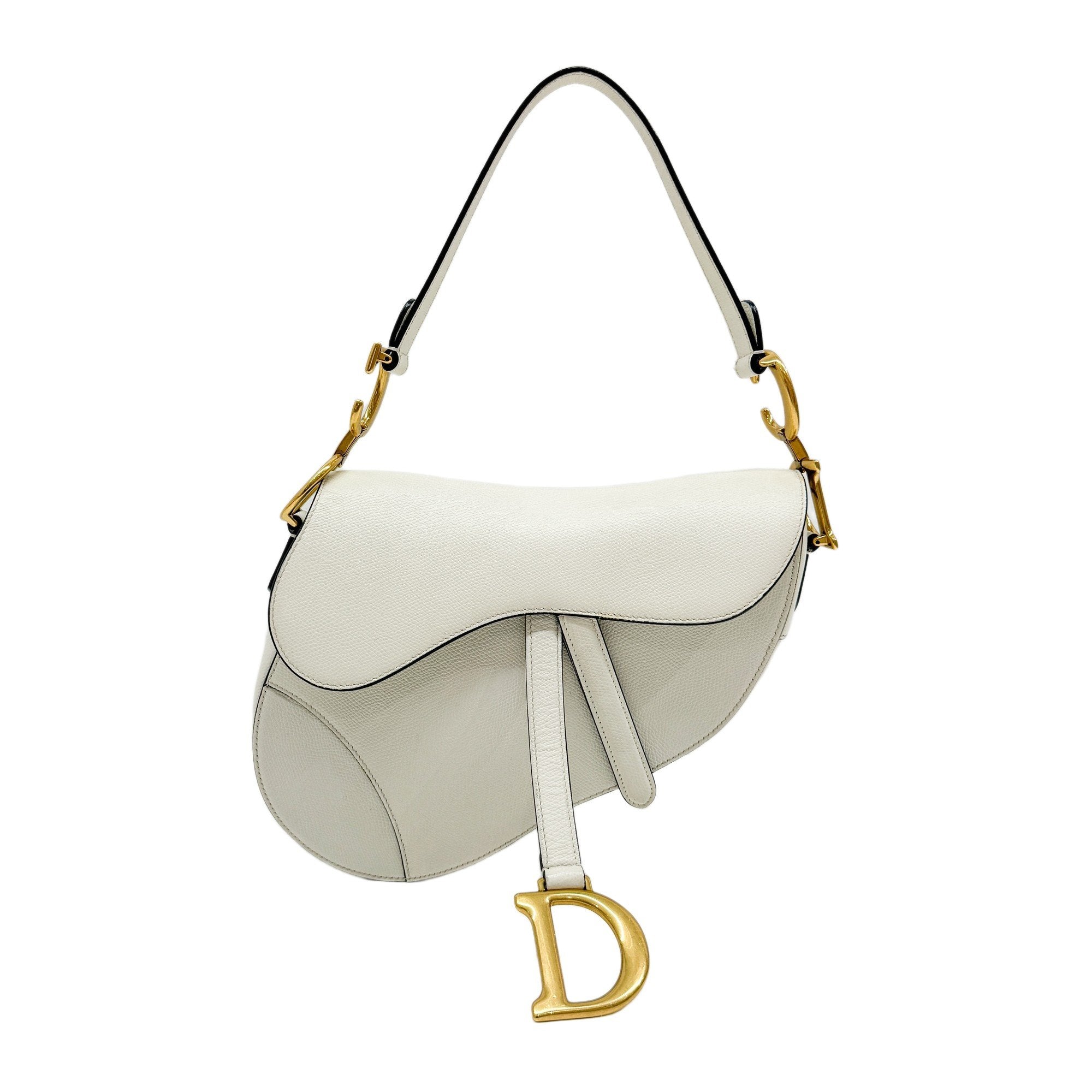 Saddle White Leather Shoulder Bag