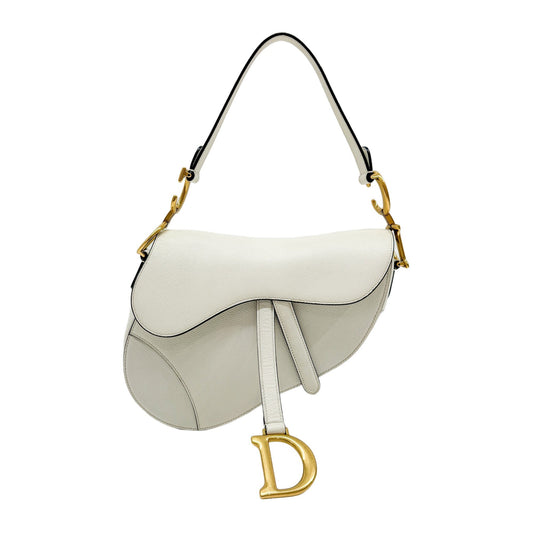 Saddle White Leather Shoulder Bag