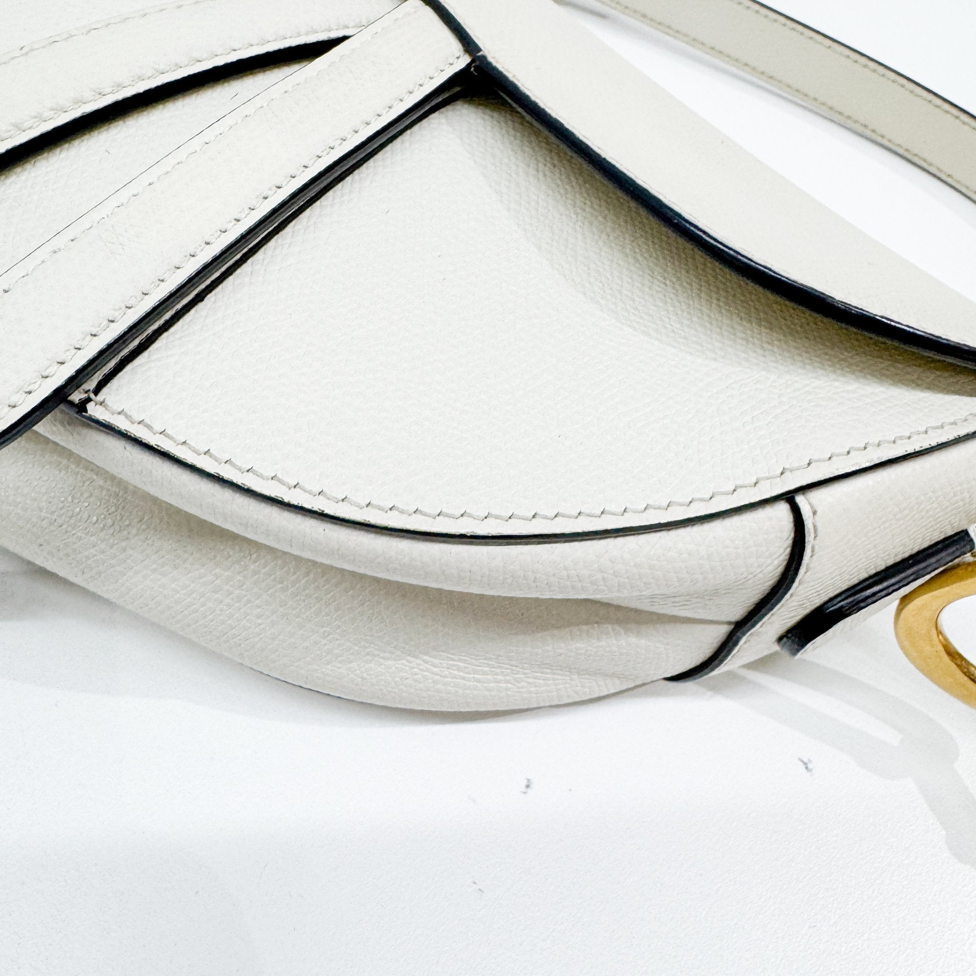Saddle White Leather Shoulder Bag