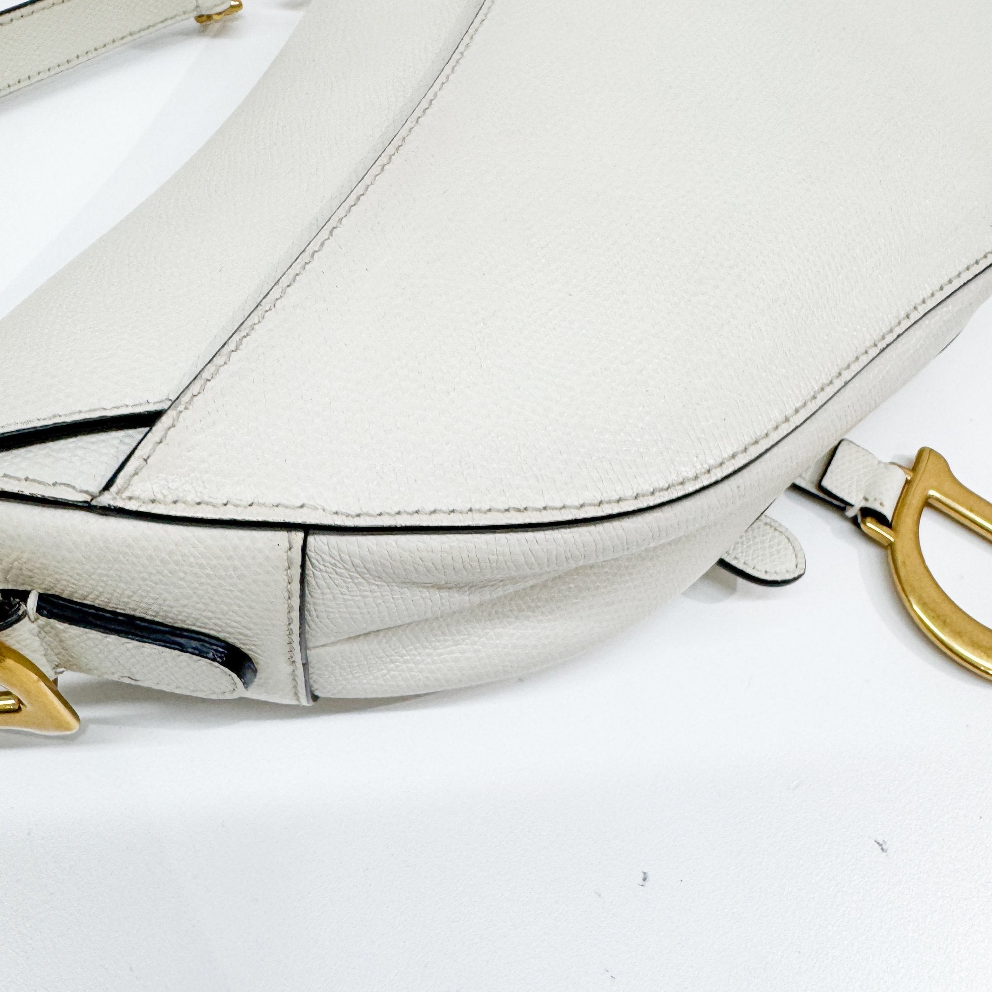 Saddle White Leather Shoulder Bag