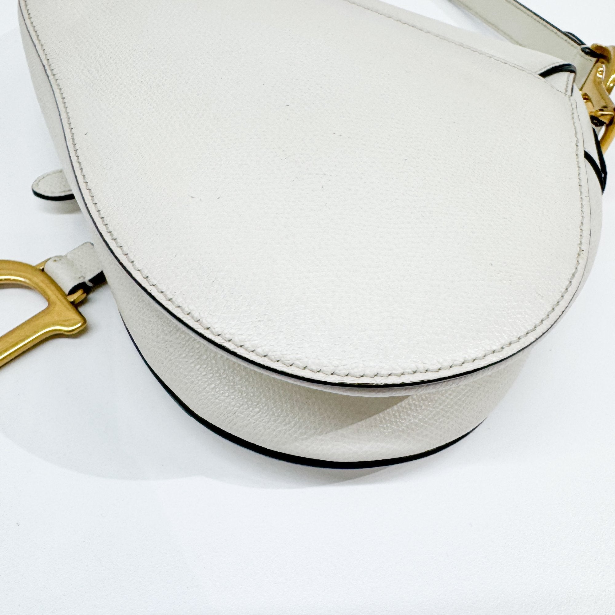 Saddle White Leather Shoulder Bag