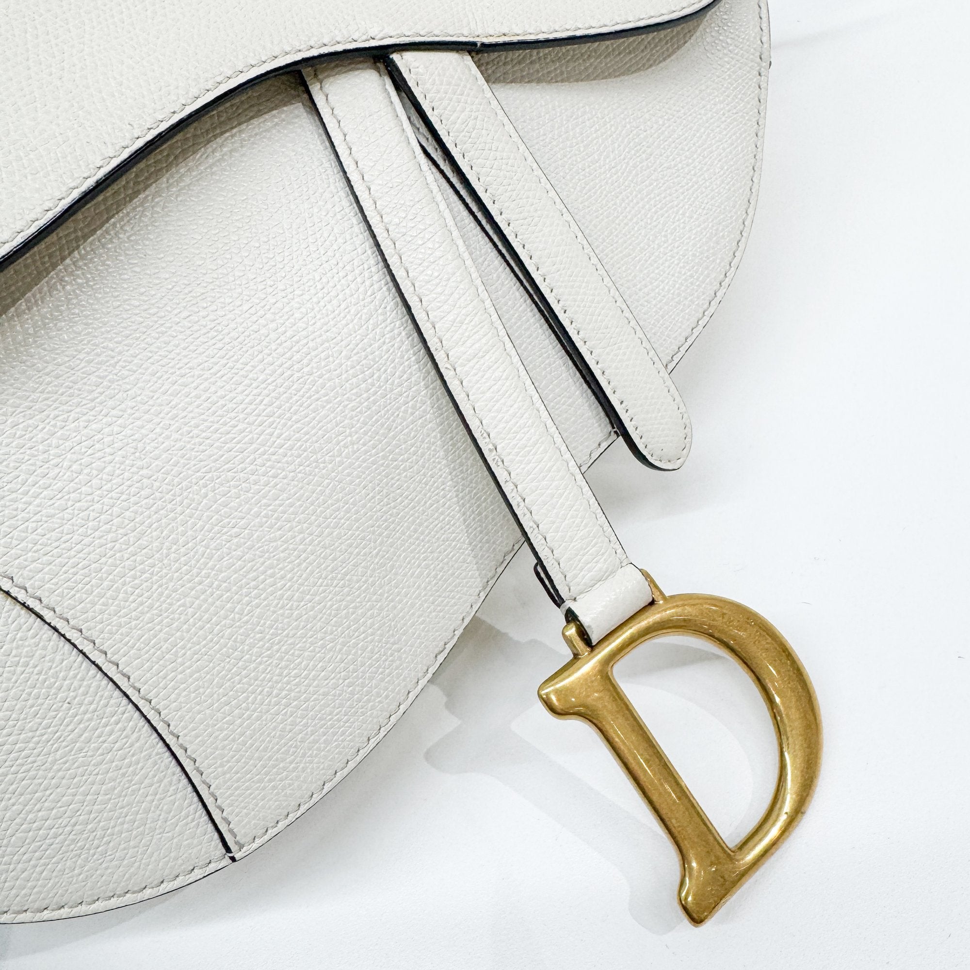 Saddle White Leather Shoulder Bag