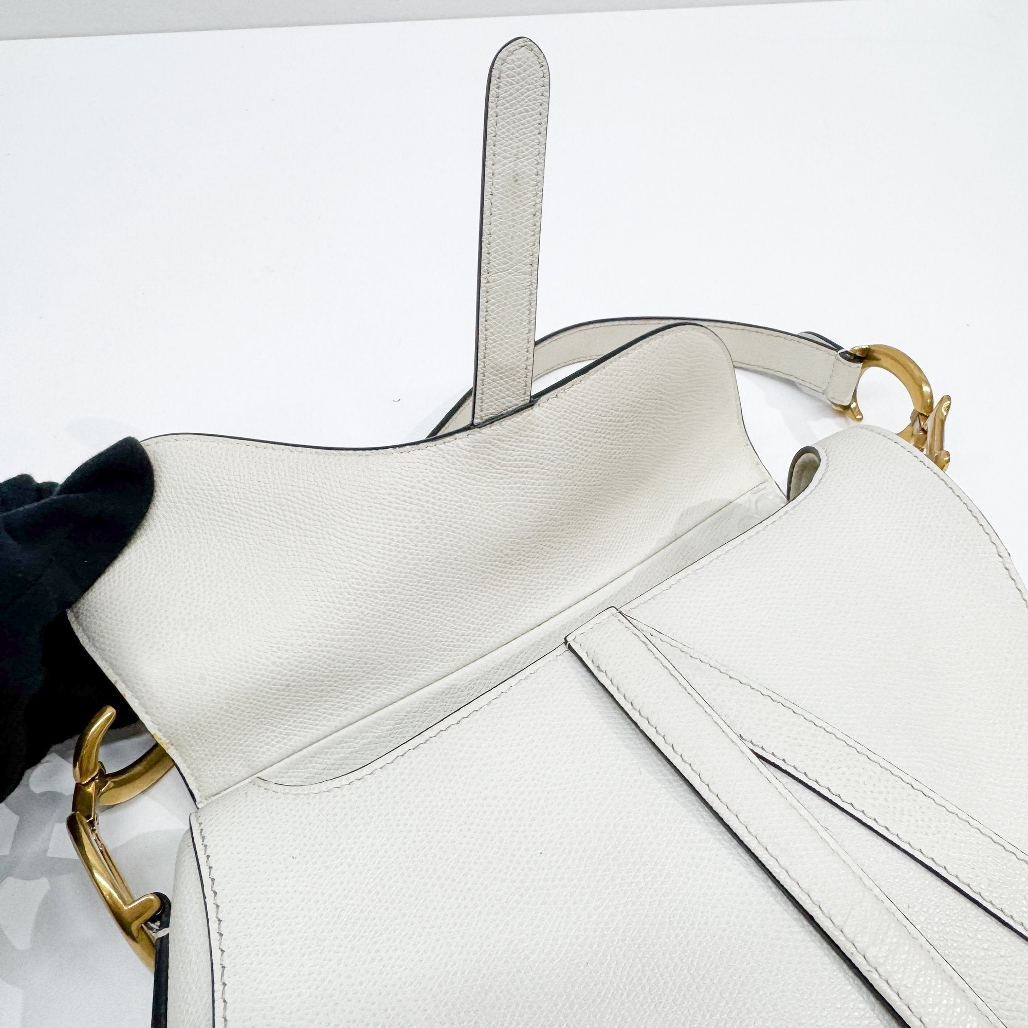 Saddle White Leather Shoulder Bag