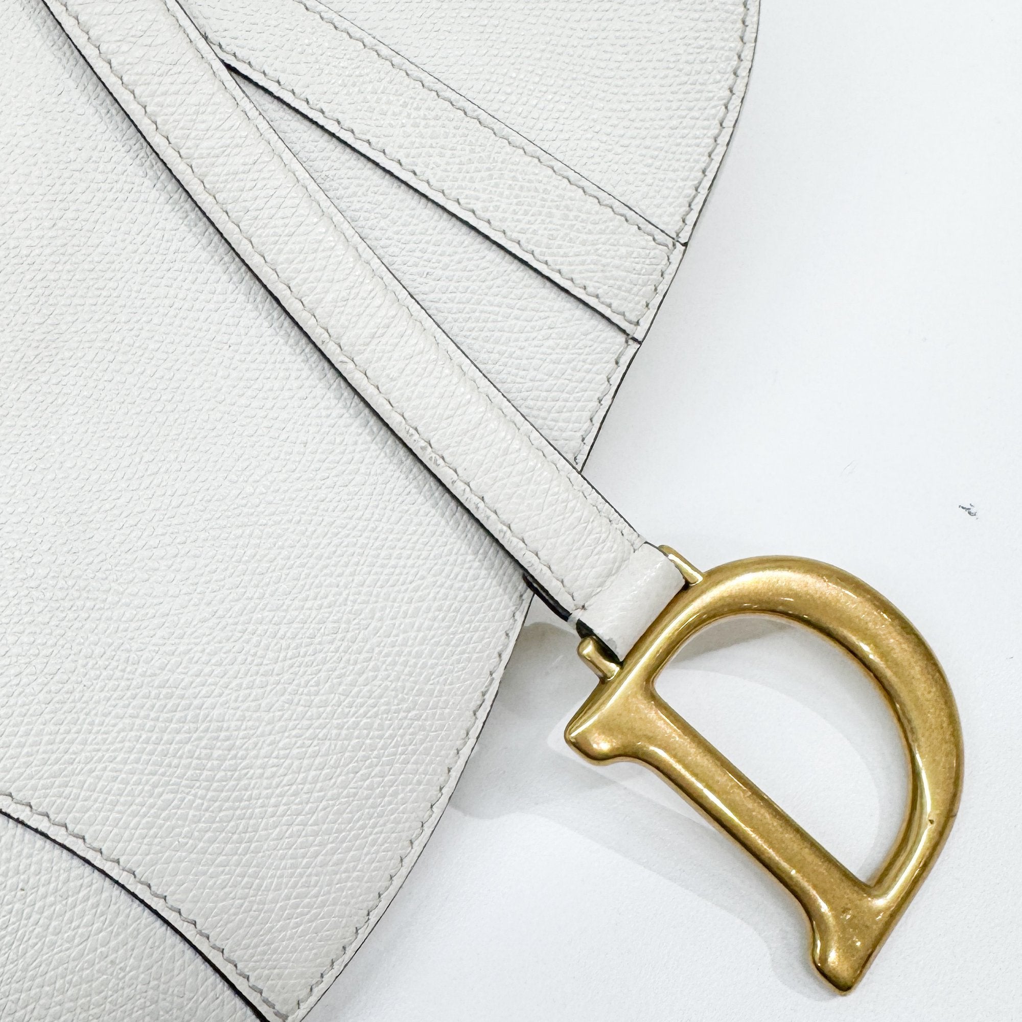 Saddle White Leather Shoulder Bag