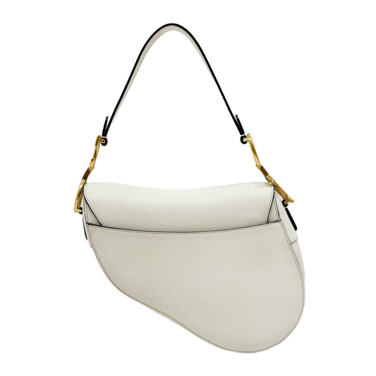 Saddle White Leather Shoulder Bag