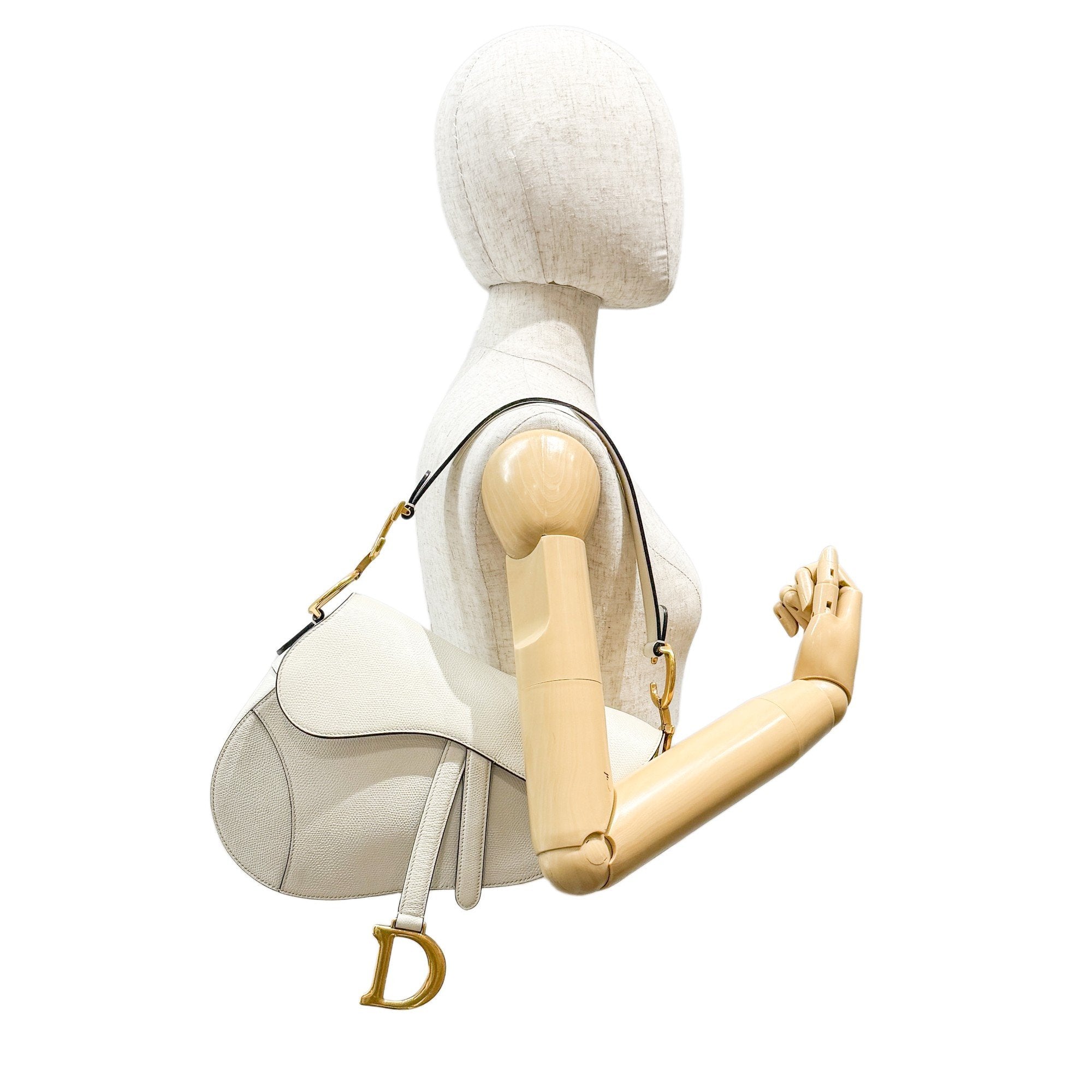 Saddle White Leather Shoulder Bag