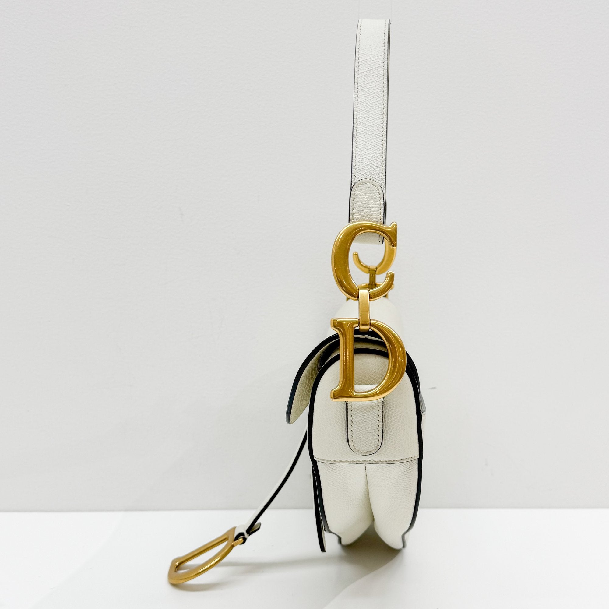 Saddle White Leather Shoulder Bag