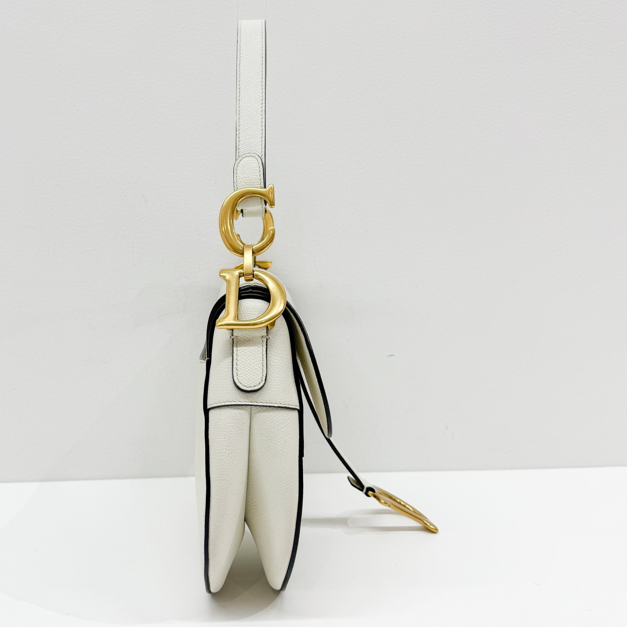 Saddle White Leather Shoulder Bag