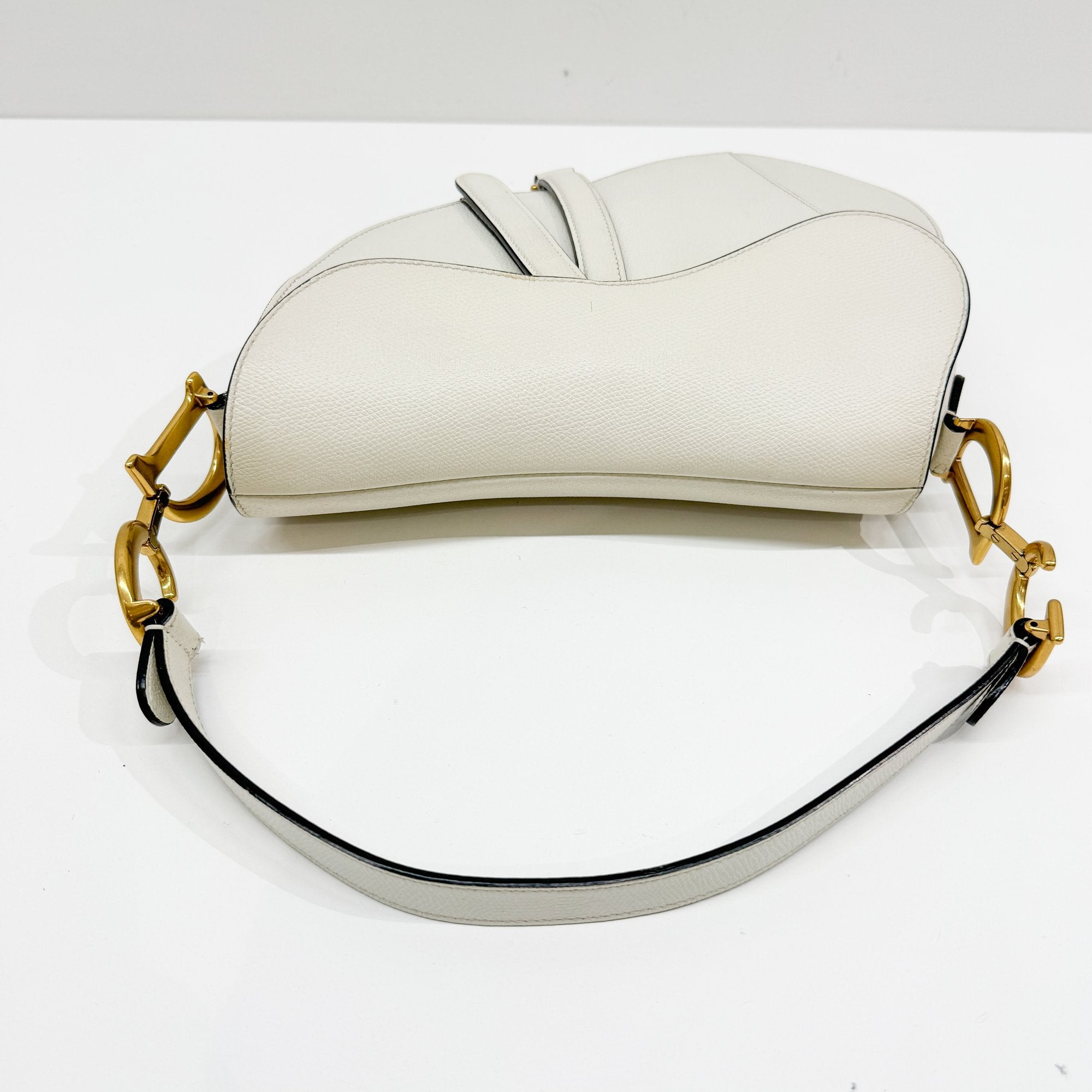 Saddle White Leather Shoulder Bag