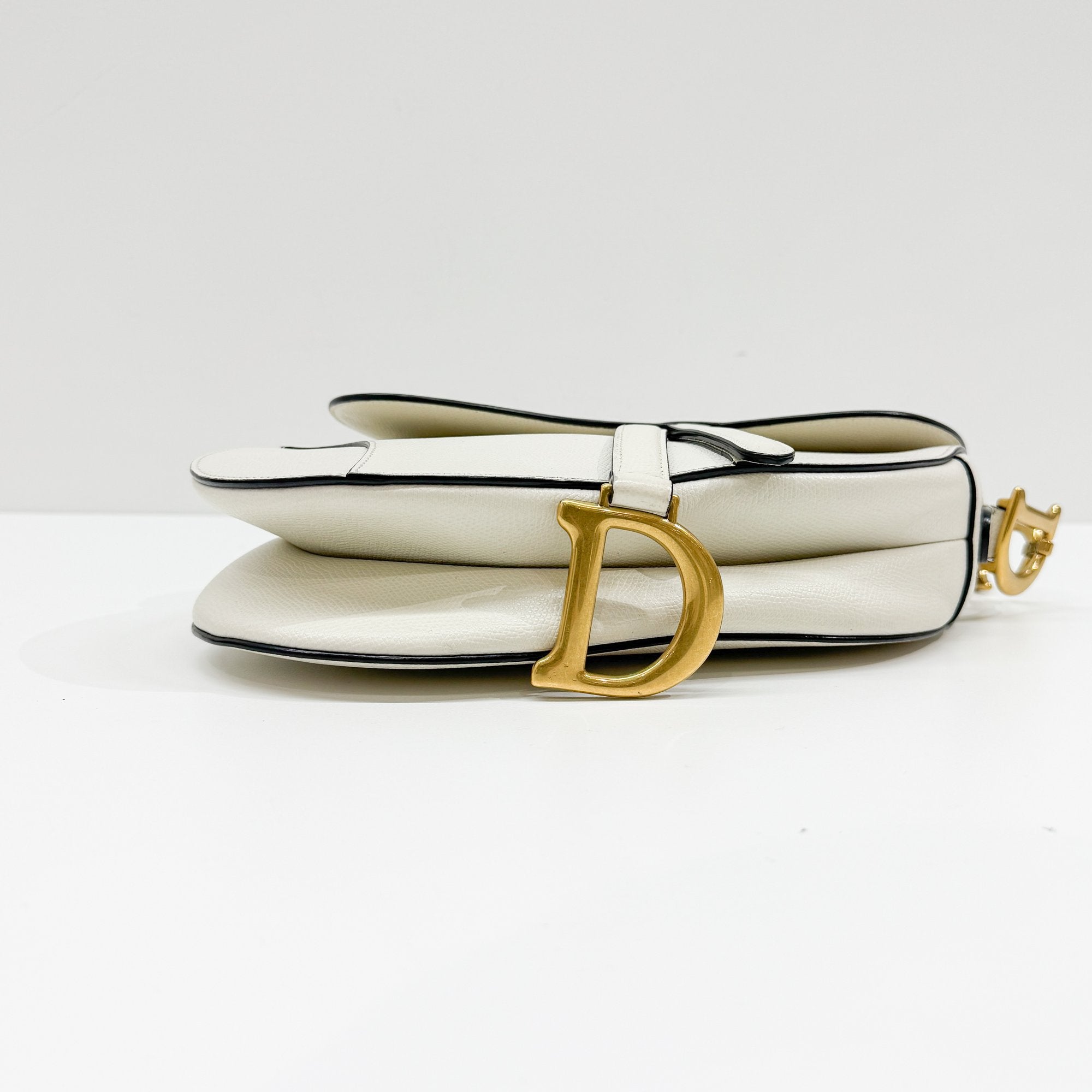 Saddle White Leather Shoulder Bag