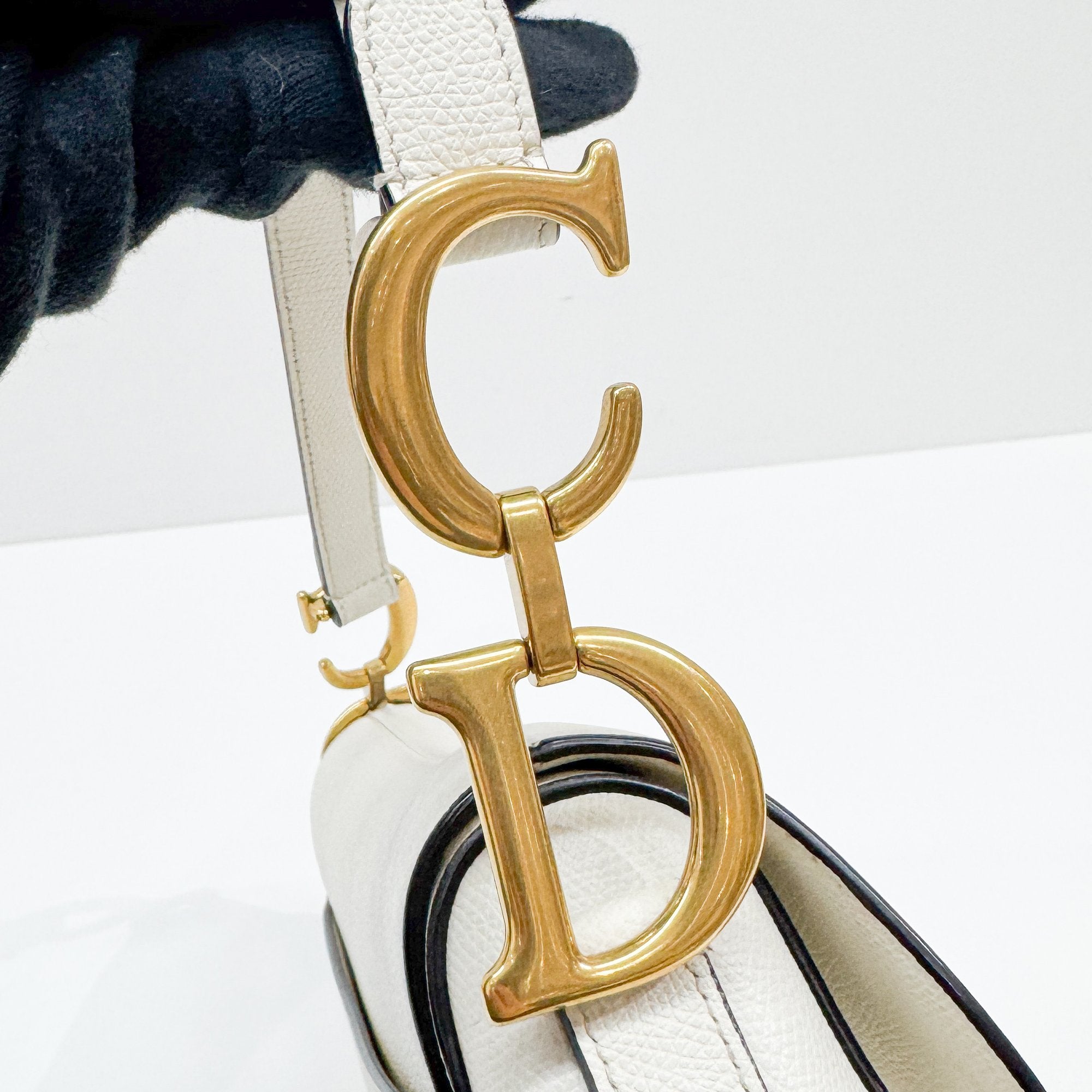 Saddle White Leather Shoulder Bag