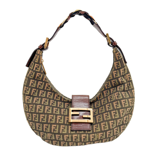 Croissant Brown Canvas Shoulder Bag