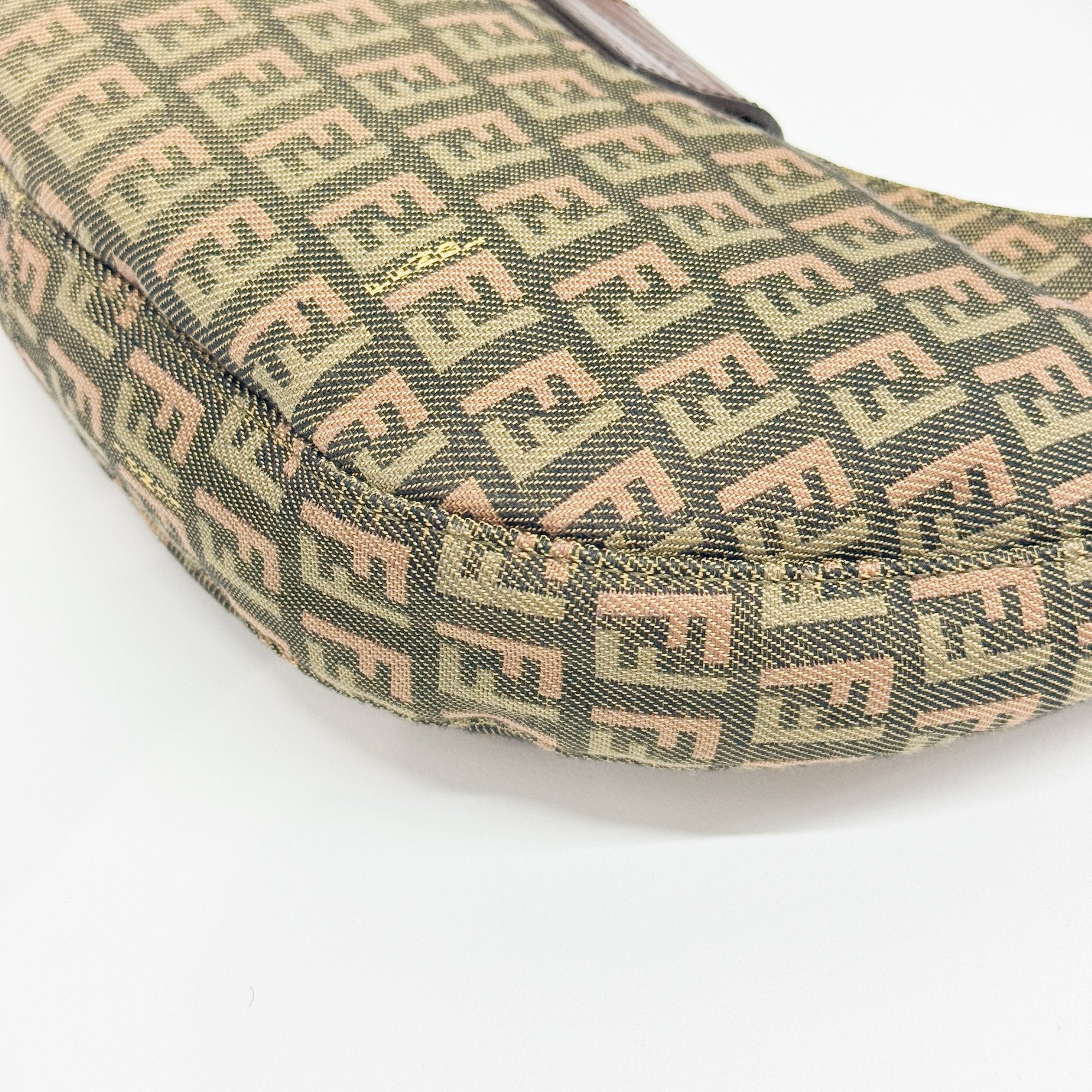 Croissant Brown Canvas Shoulder Bag