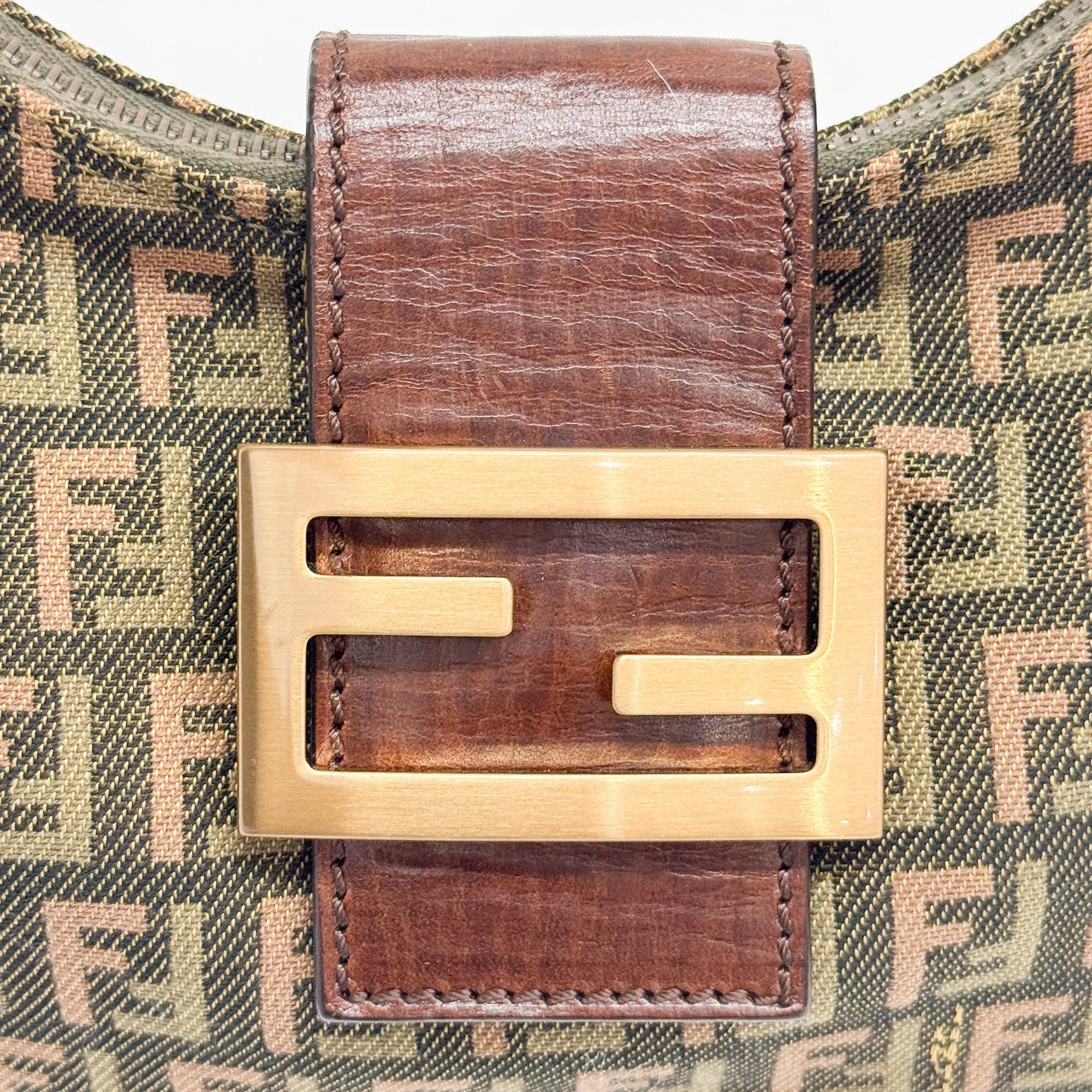 Croissant Brown Canvas Shoulder Bag