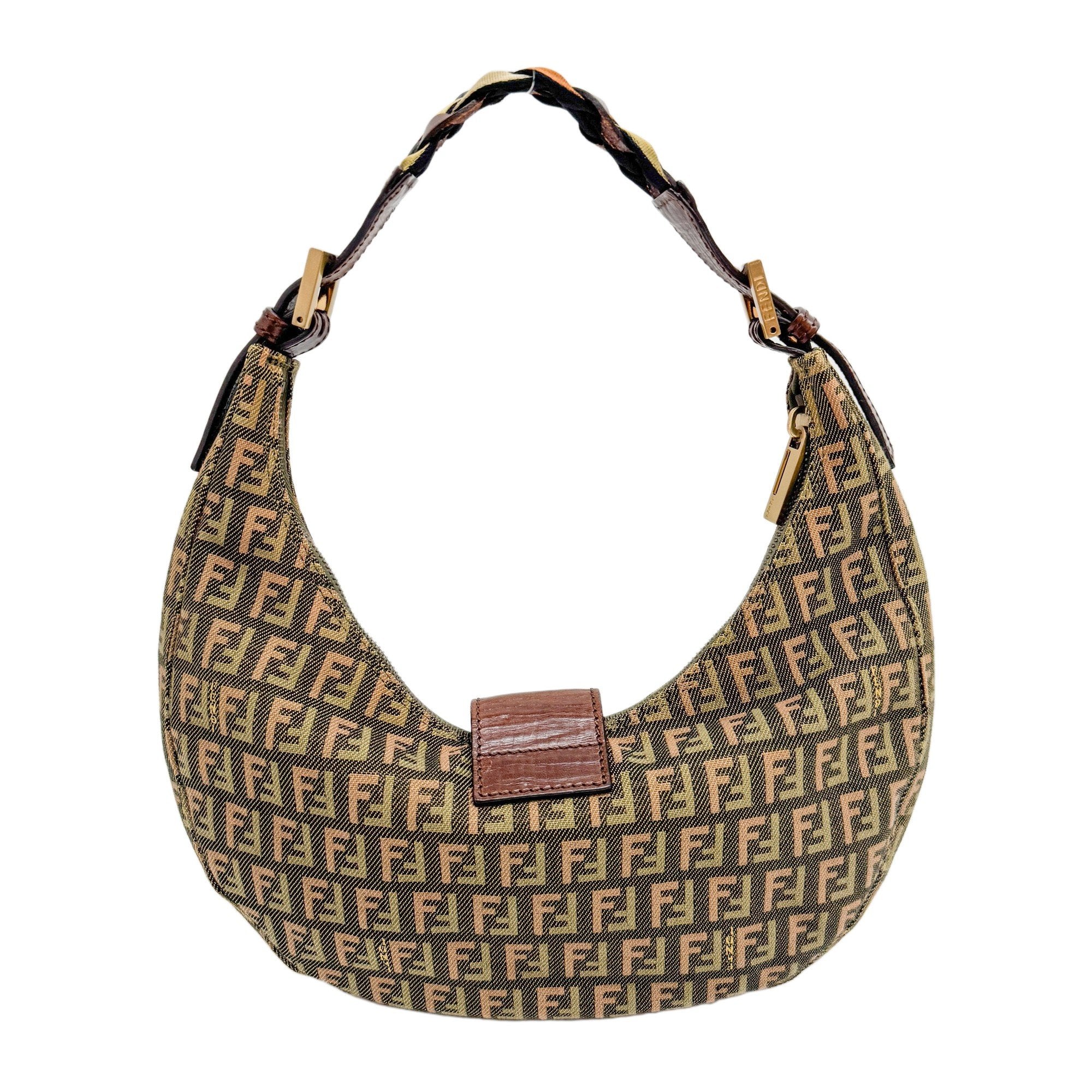 Croissant Brown Canvas Shoulder Bag