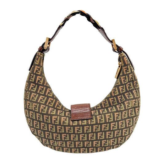 Croissant Brown Canvas Shoulder Bag