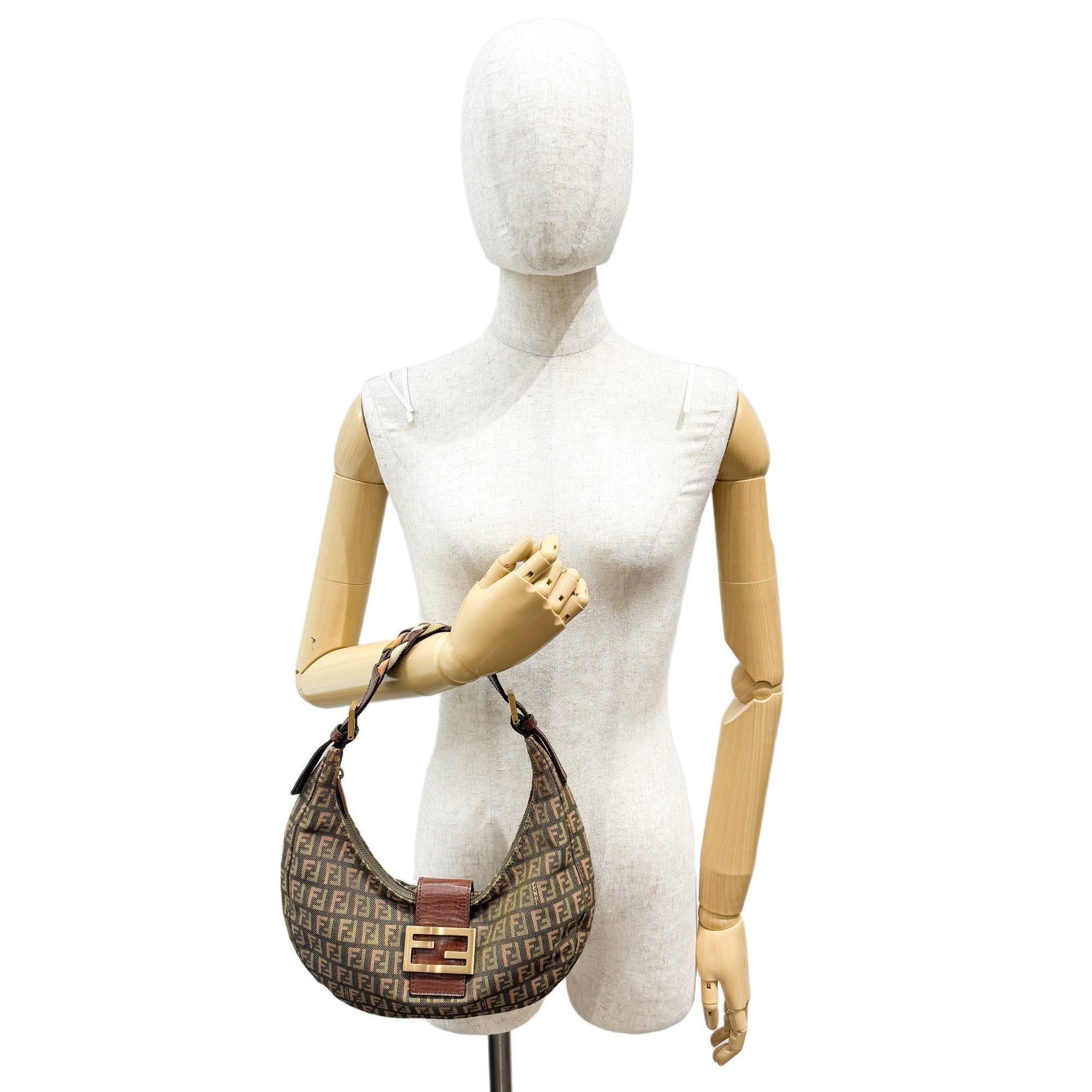 Croissant Brown Canvas Shoulder Bag