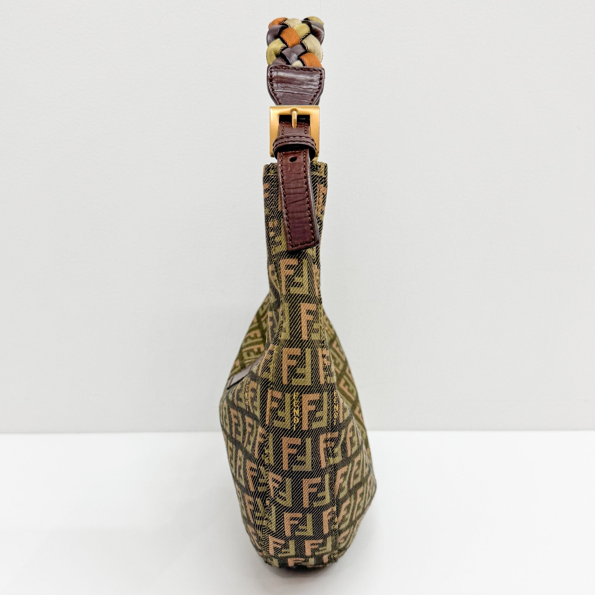 Croissant Brown Canvas Shoulder Bag