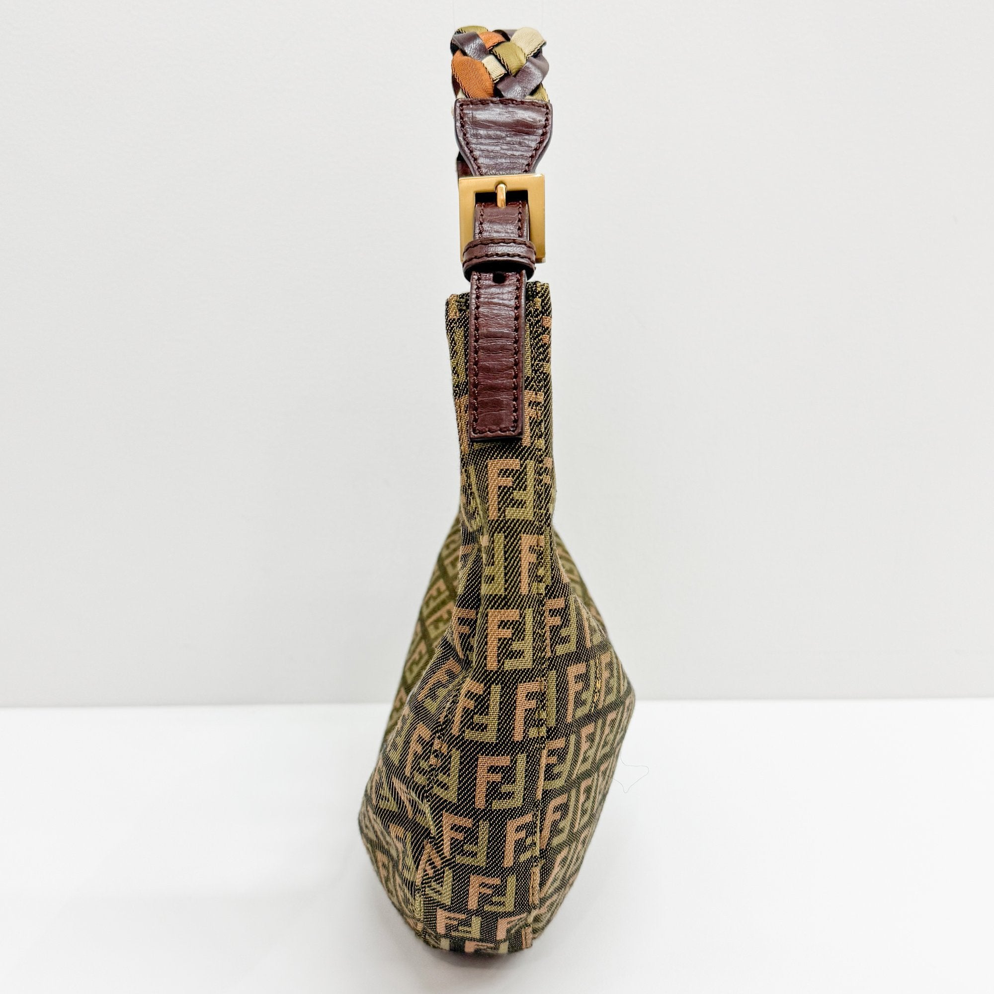 Croissant Brown Canvas Shoulder Bag