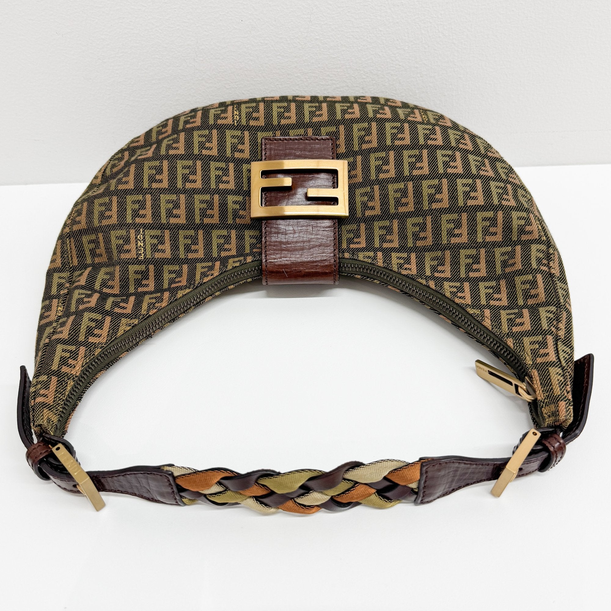 Croissant Brown Canvas Shoulder Bag