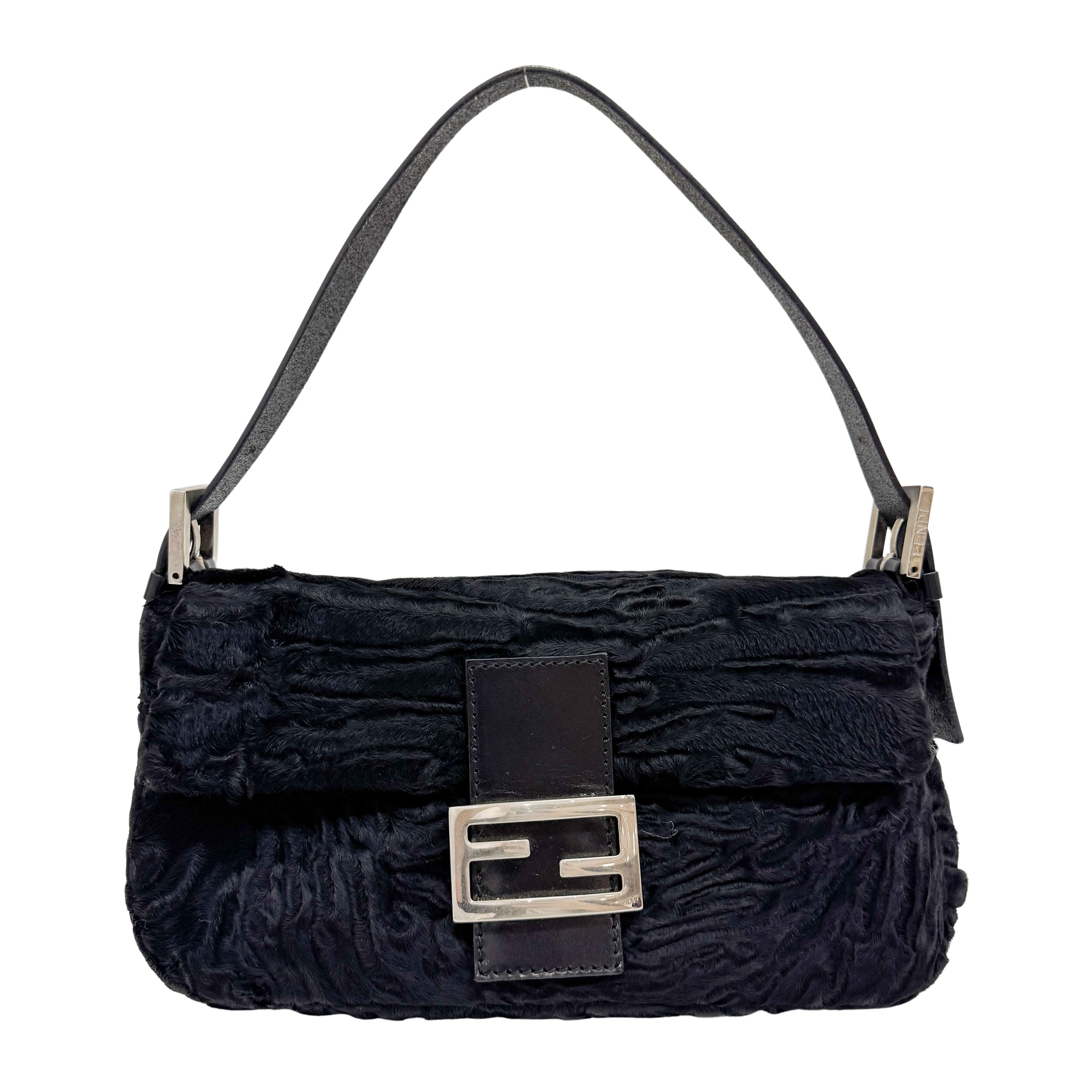 Baguette Black Velvet Shoulder Bag