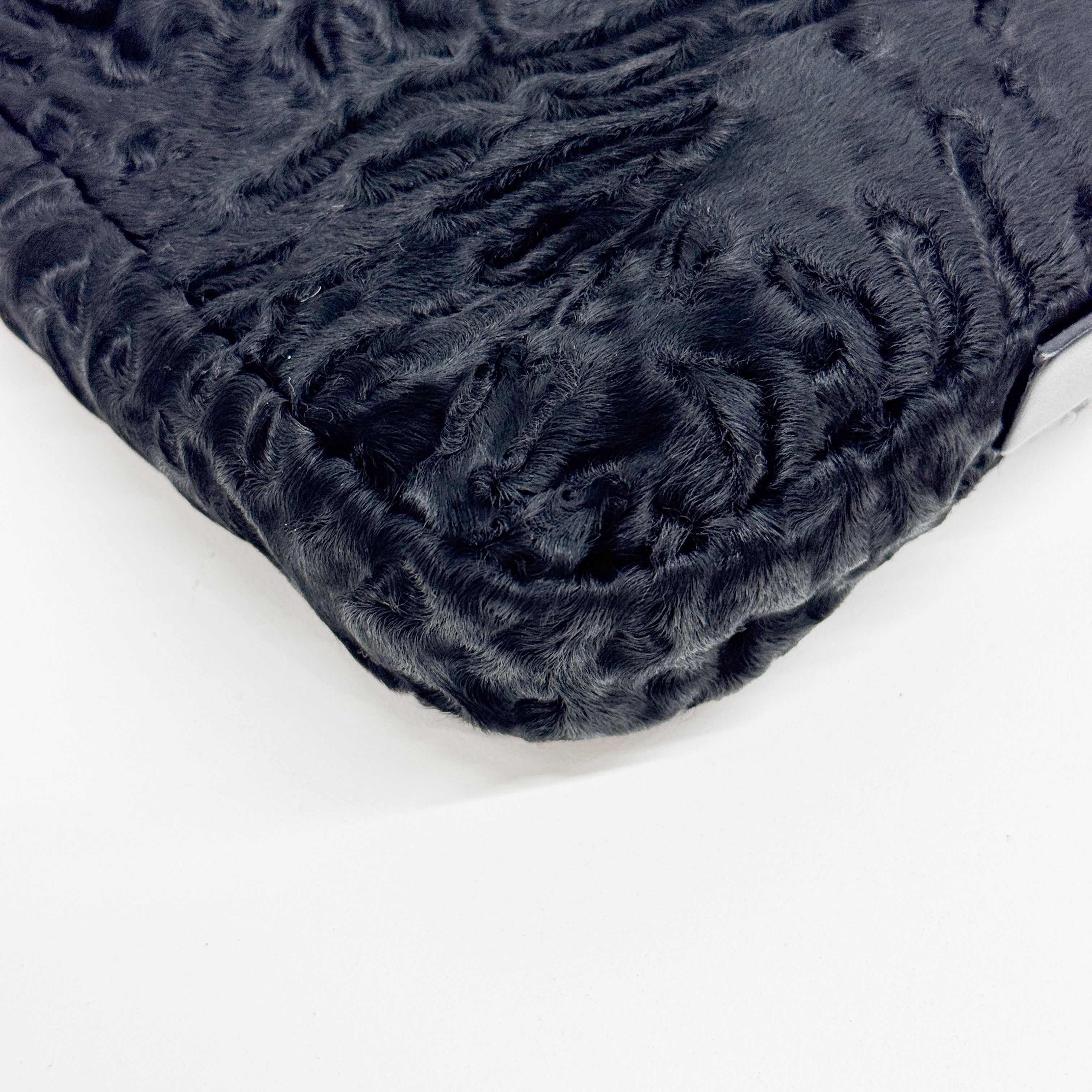 Baguette Black Velvet Shoulder Bag