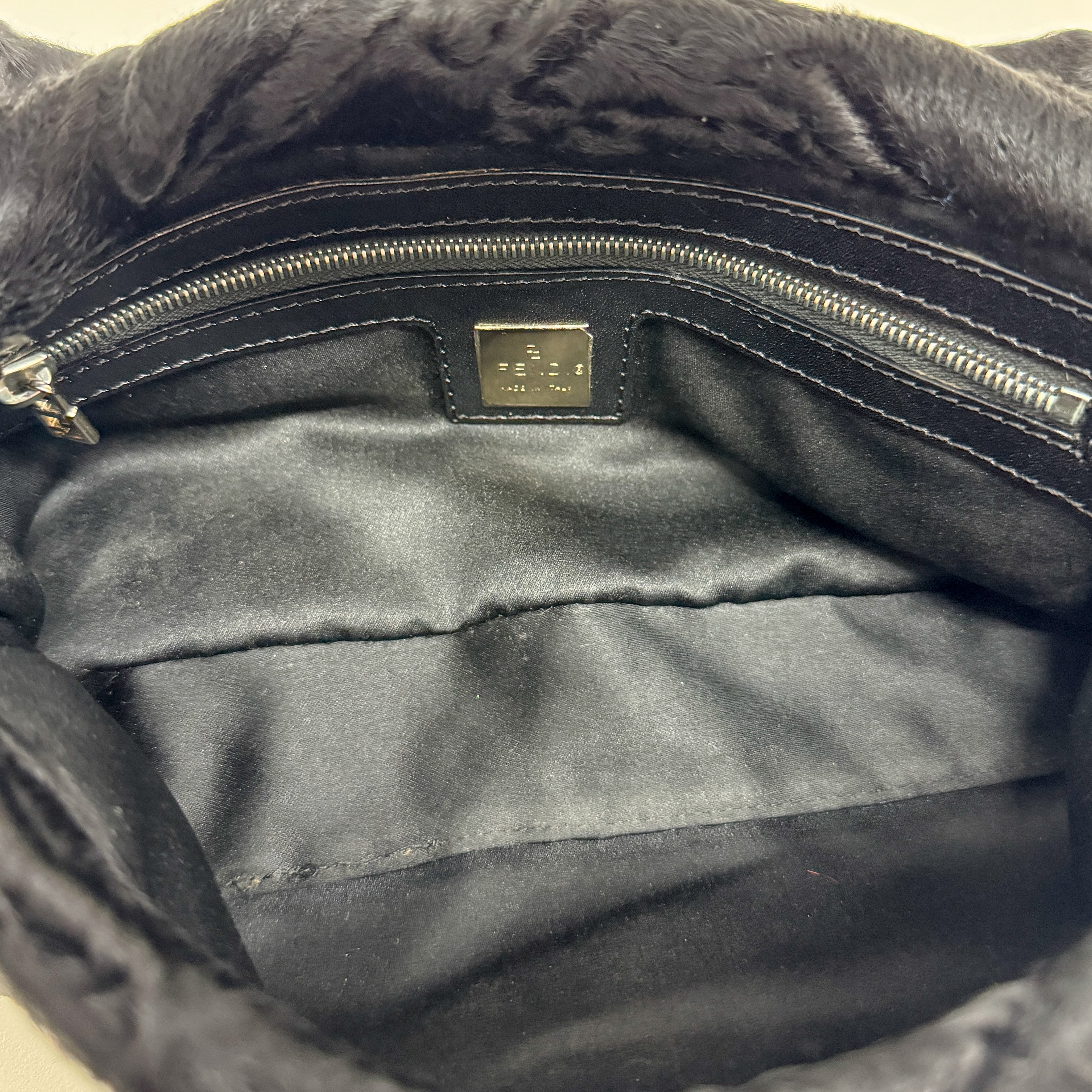 Baguette Black Velvet Shoulder Bag