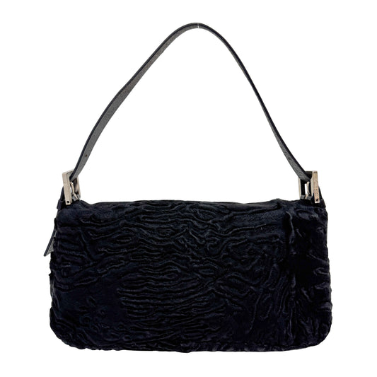 Baguette Black Velvet Shoulder Bag