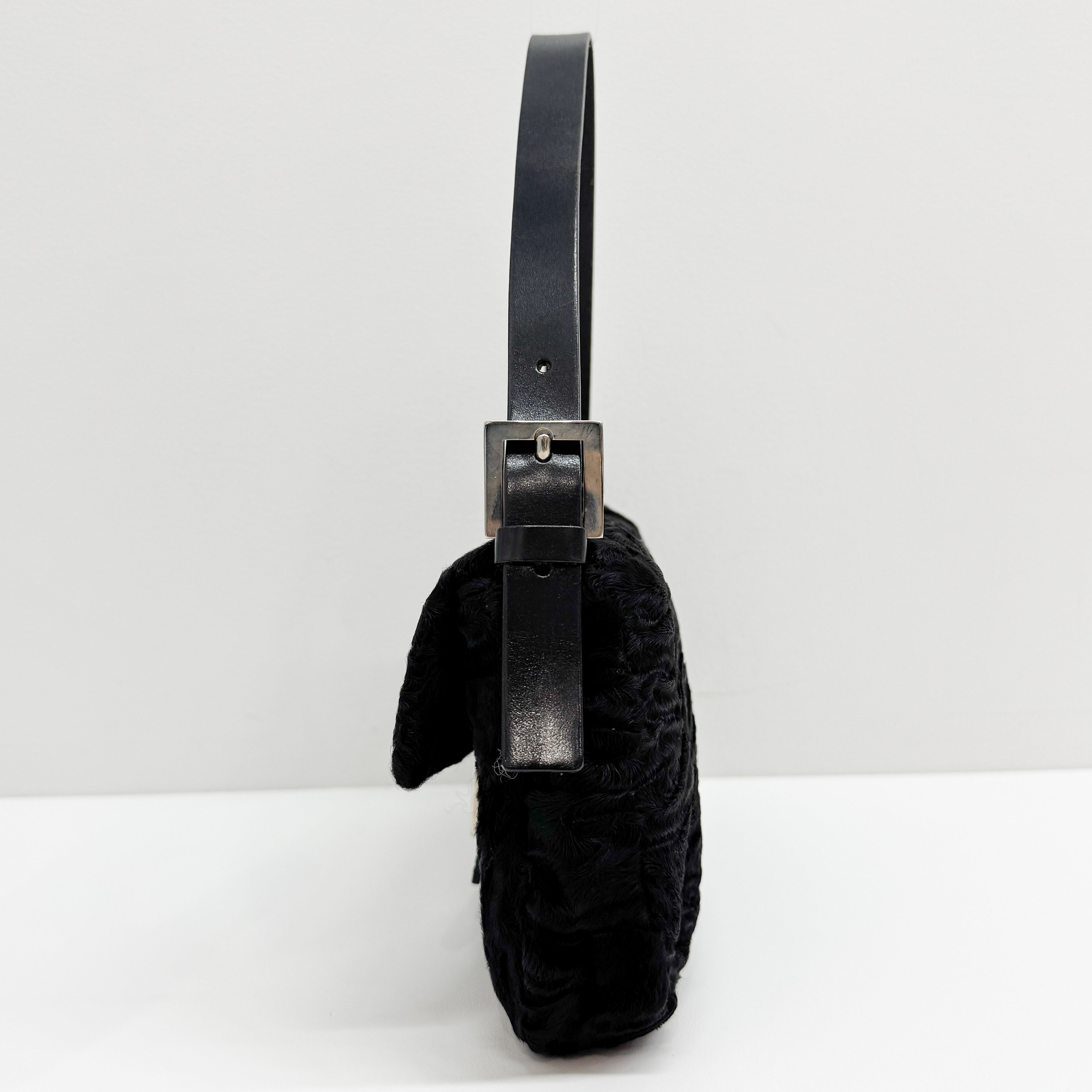 Baguette Black Velvet Shoulder Bag