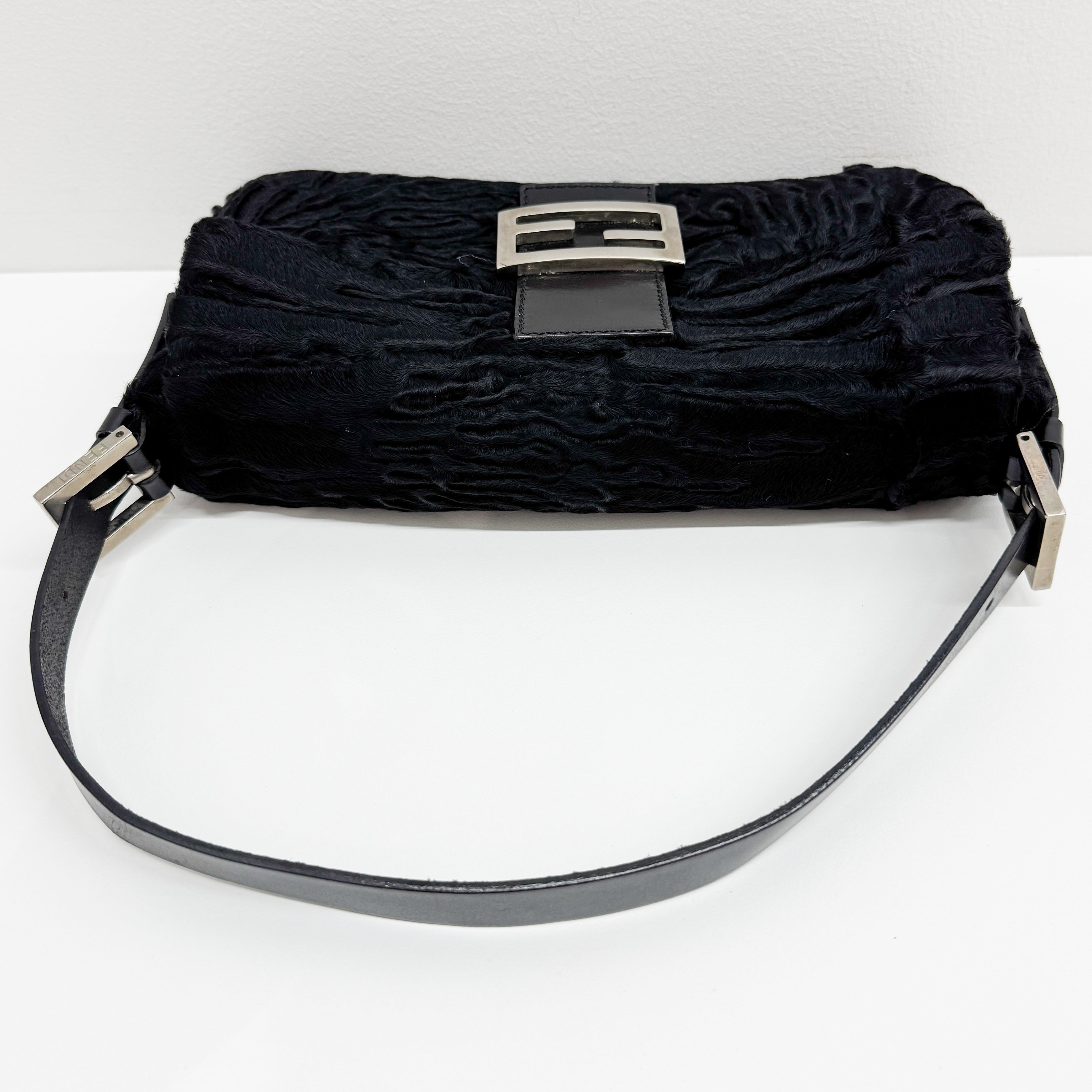 Baguette Black Velvet Shoulder Bag