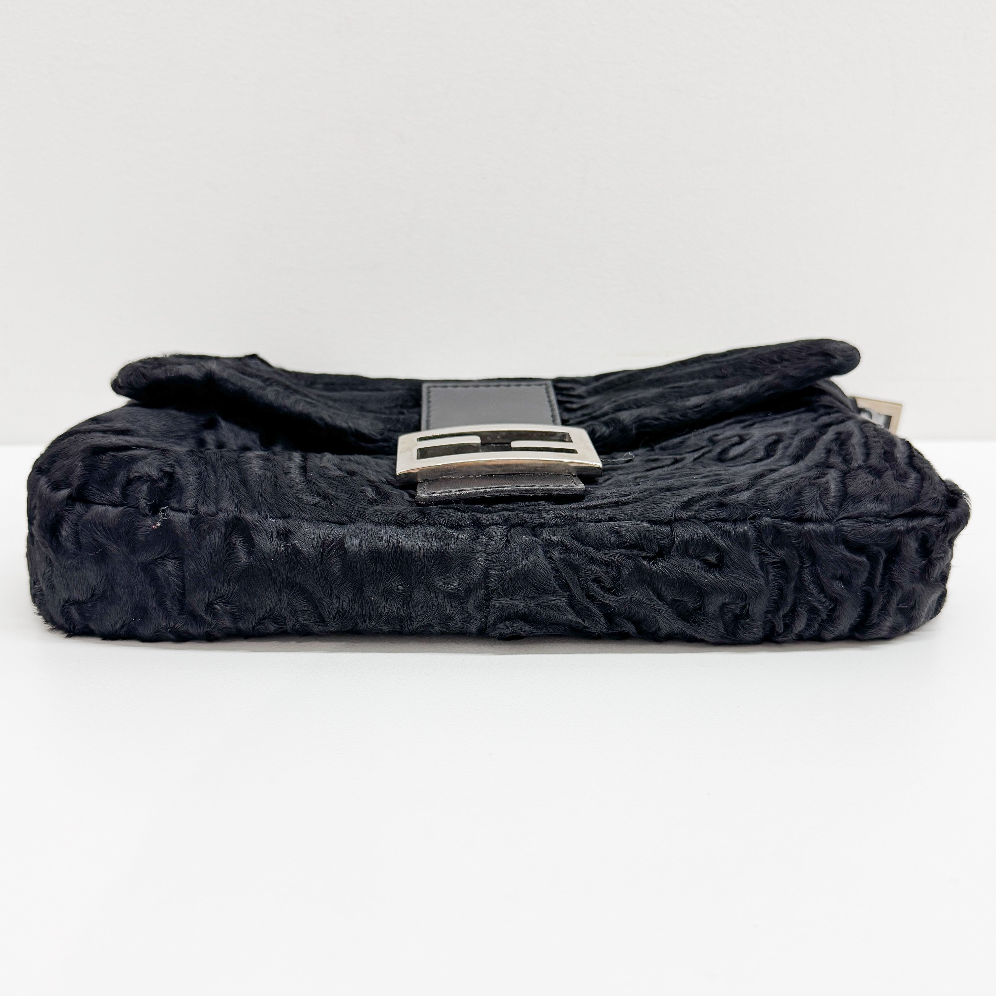 Baguette Black Velvet Shoulder Bag