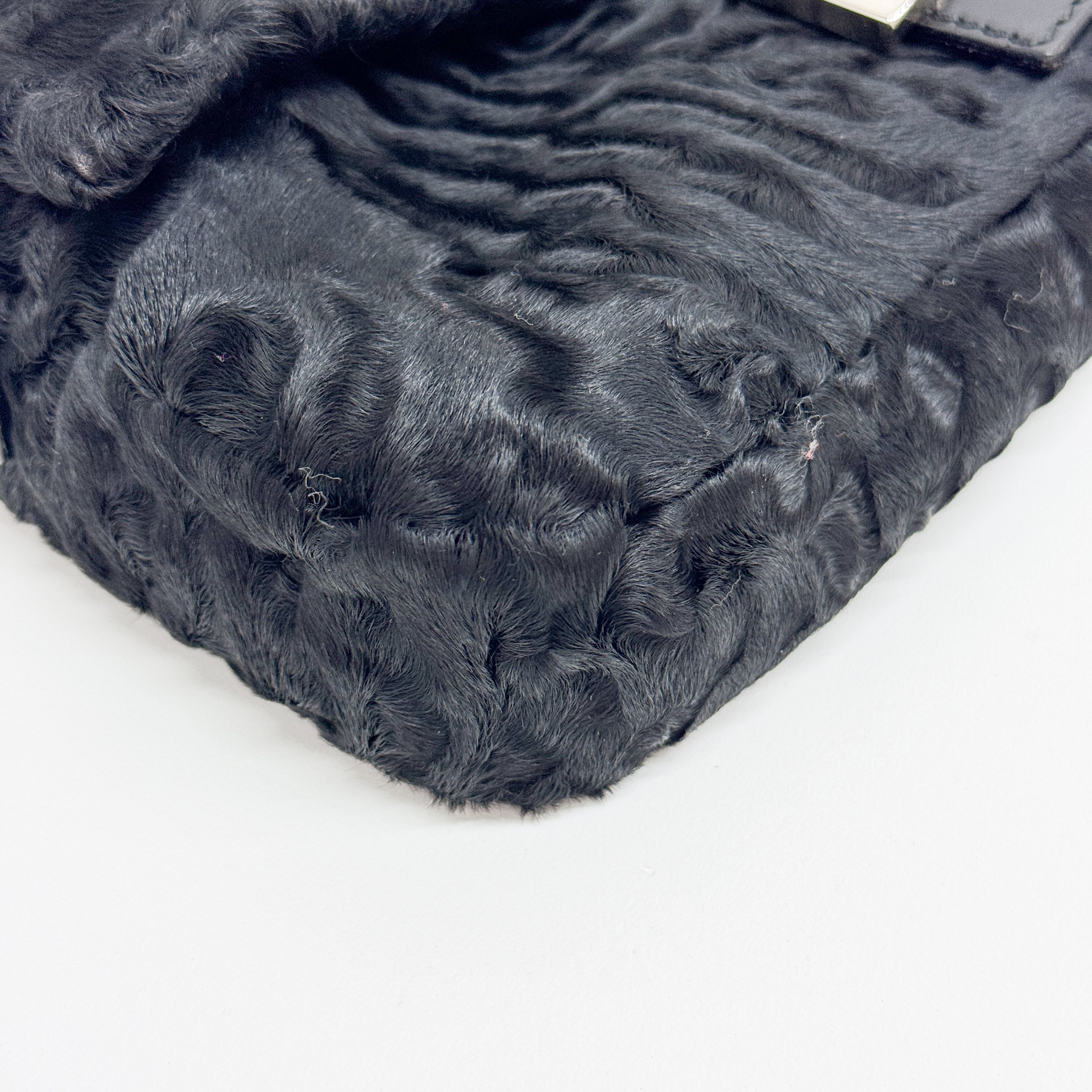 Baguette Black Velvet Shoulder Bag