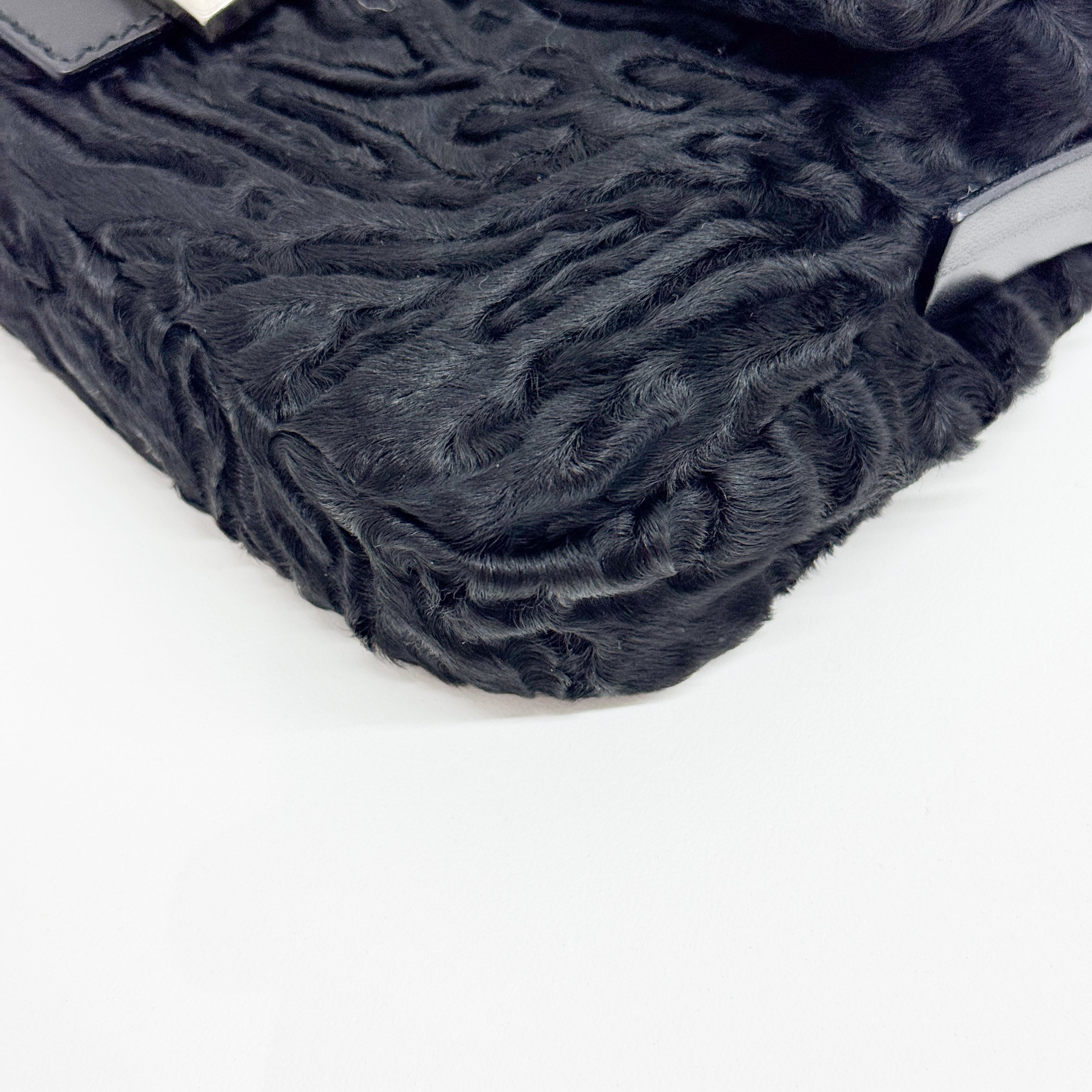 Baguette Black Velvet Shoulder Bag