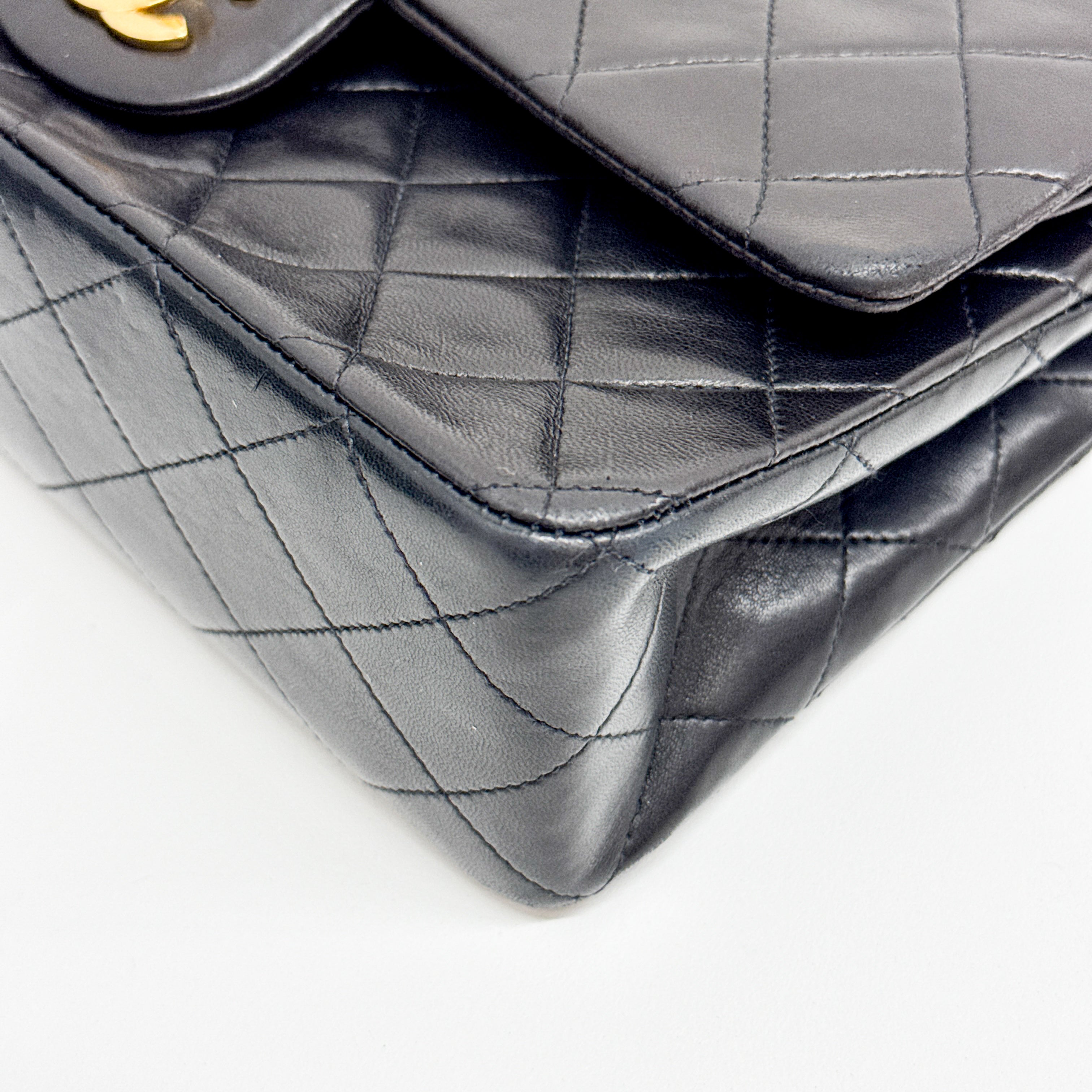 Timeless Double Flap Black Leather Shoulder Bag