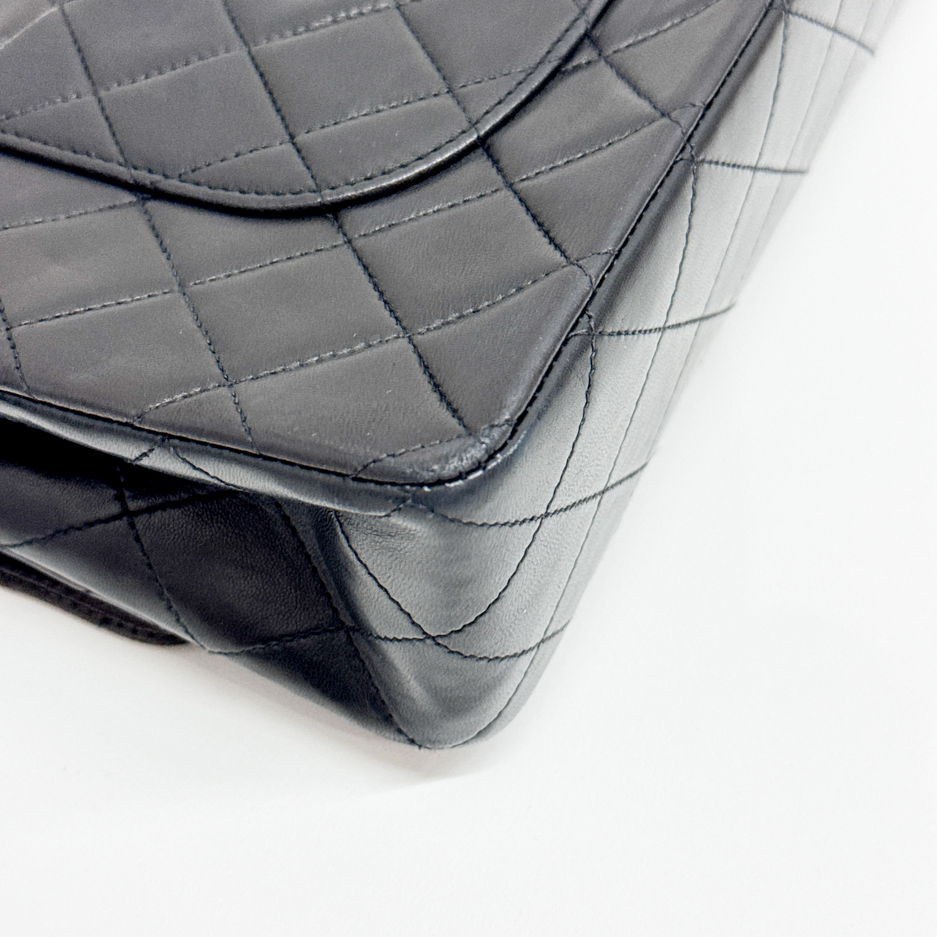 Timeless Double Flap Black Leather Shoulder Bag